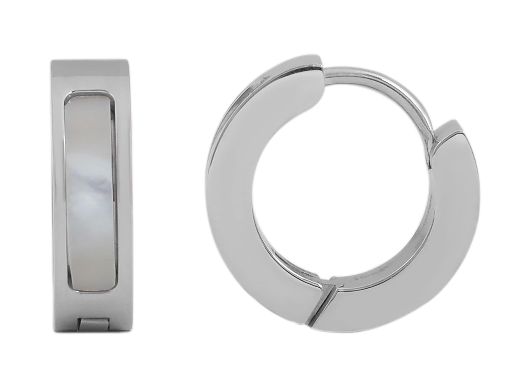 Adelia´s Klappcreolen »Damen Ohrringe – Klappcreole aus Edelstahl mit Perlmutt« Ein Geschenk, das Freude macht