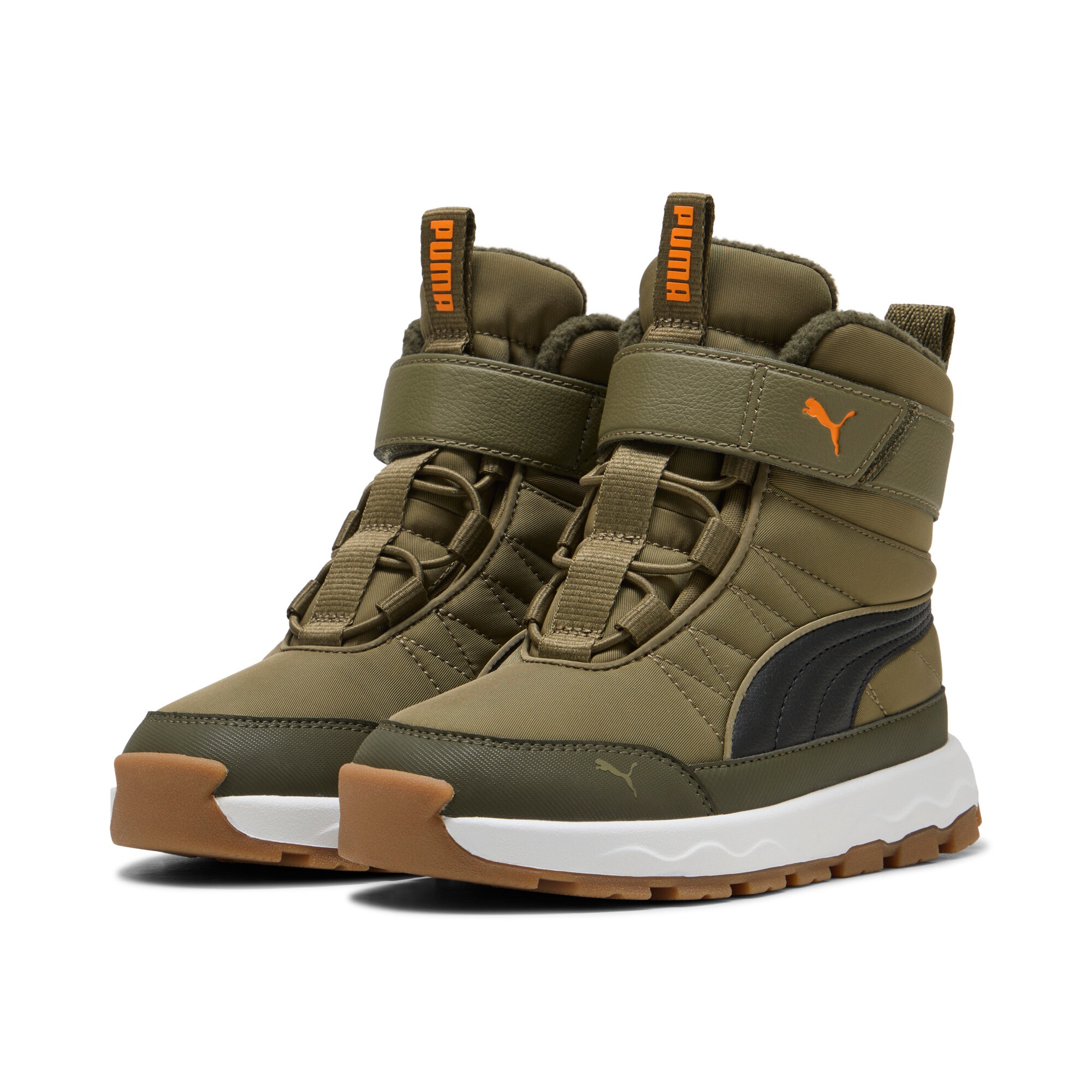 PUMA Kinder Winterboots "EVOLVE BOOT AC+ PS", Gr. 33puma olive, puma schwarz, orange glo, Textil, Schuhe, Snowboots, Winterstiefel, Winterschuhe