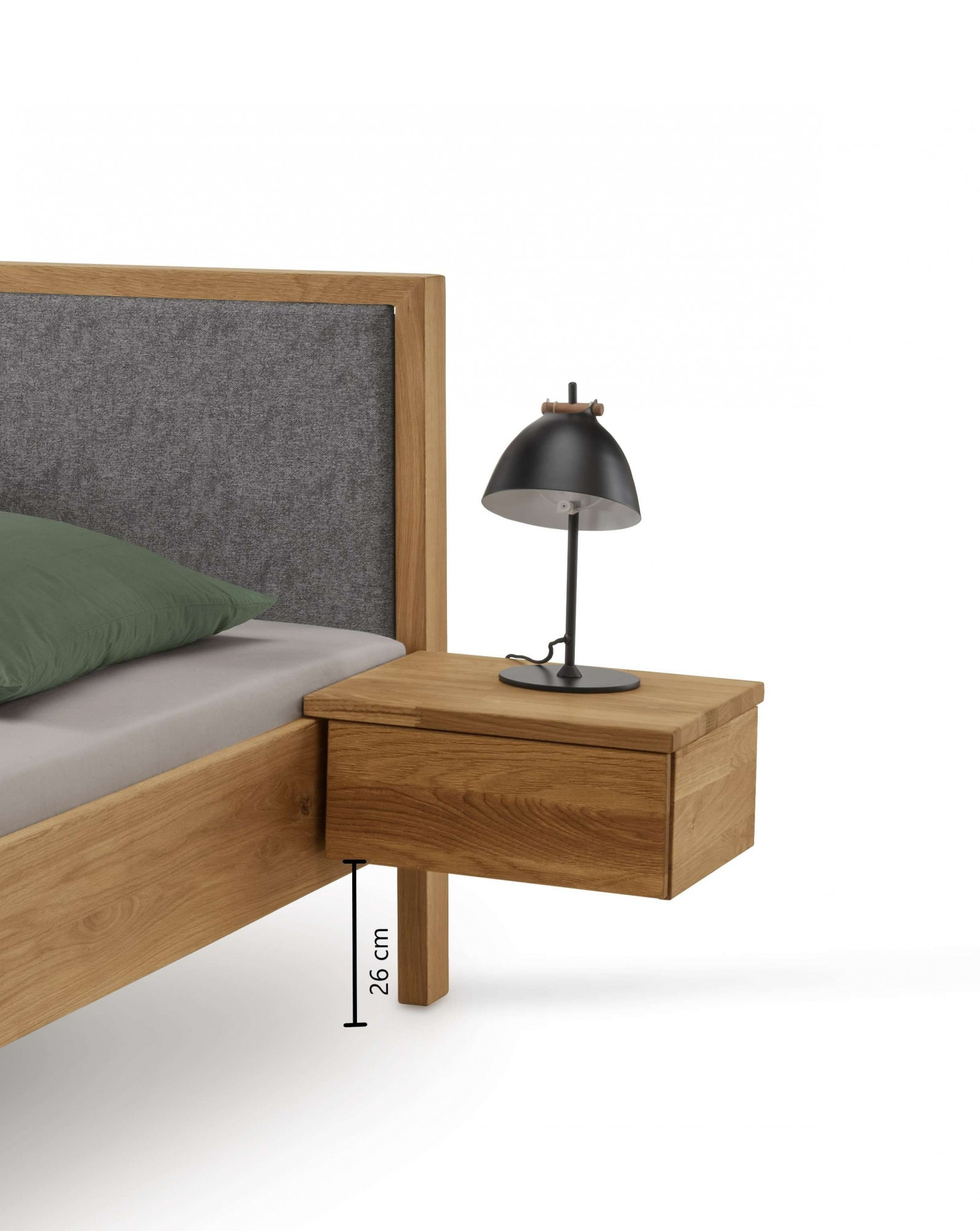 Home affaire Schlafzimmer-Set »Huven Schlafzimmer« Set, 3 Stk. tlg. Massivholzbett aus Eiche mit 2 Nachttische, Kopfteil mit Filz, FSC