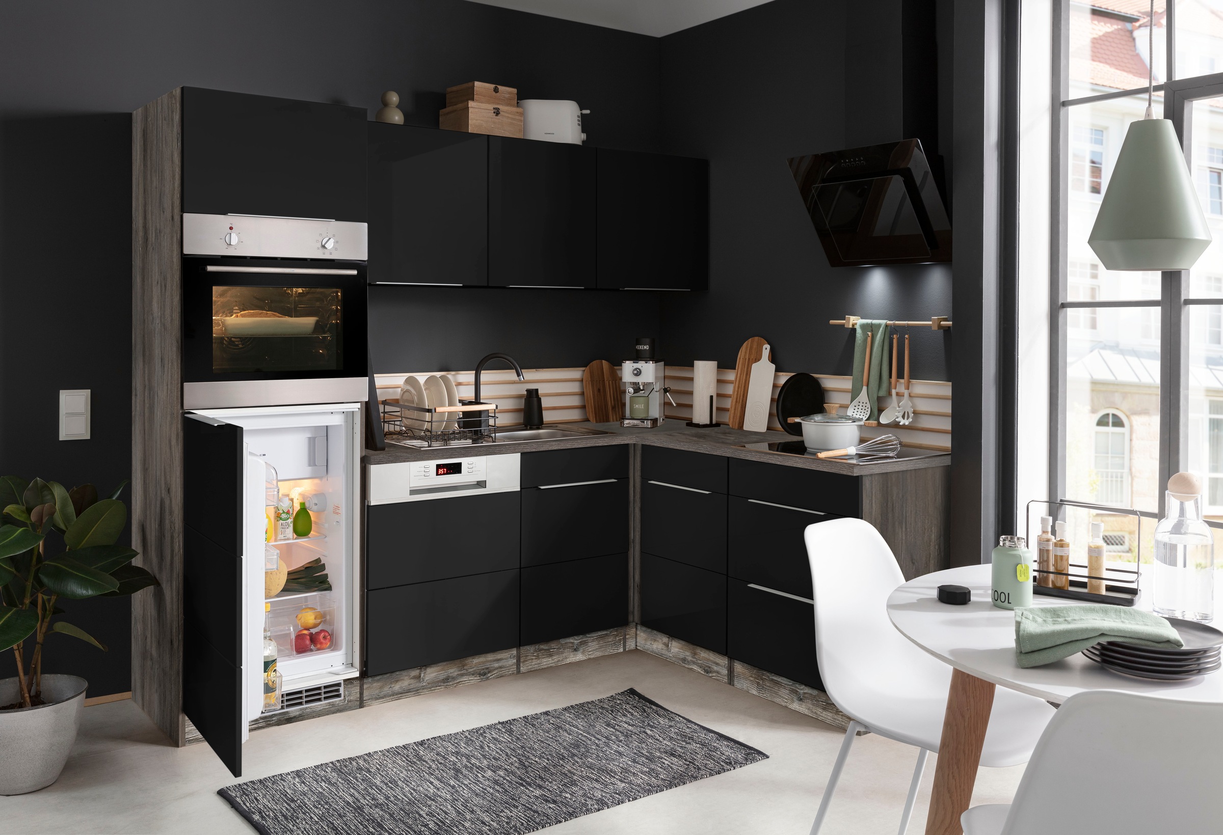 KOCHSTATION Winkelküche »KS-Brindisi Stellbreite 230/170 cm«, wahlweise mit E-Geräten und Induktion, mit MDF-Fronten