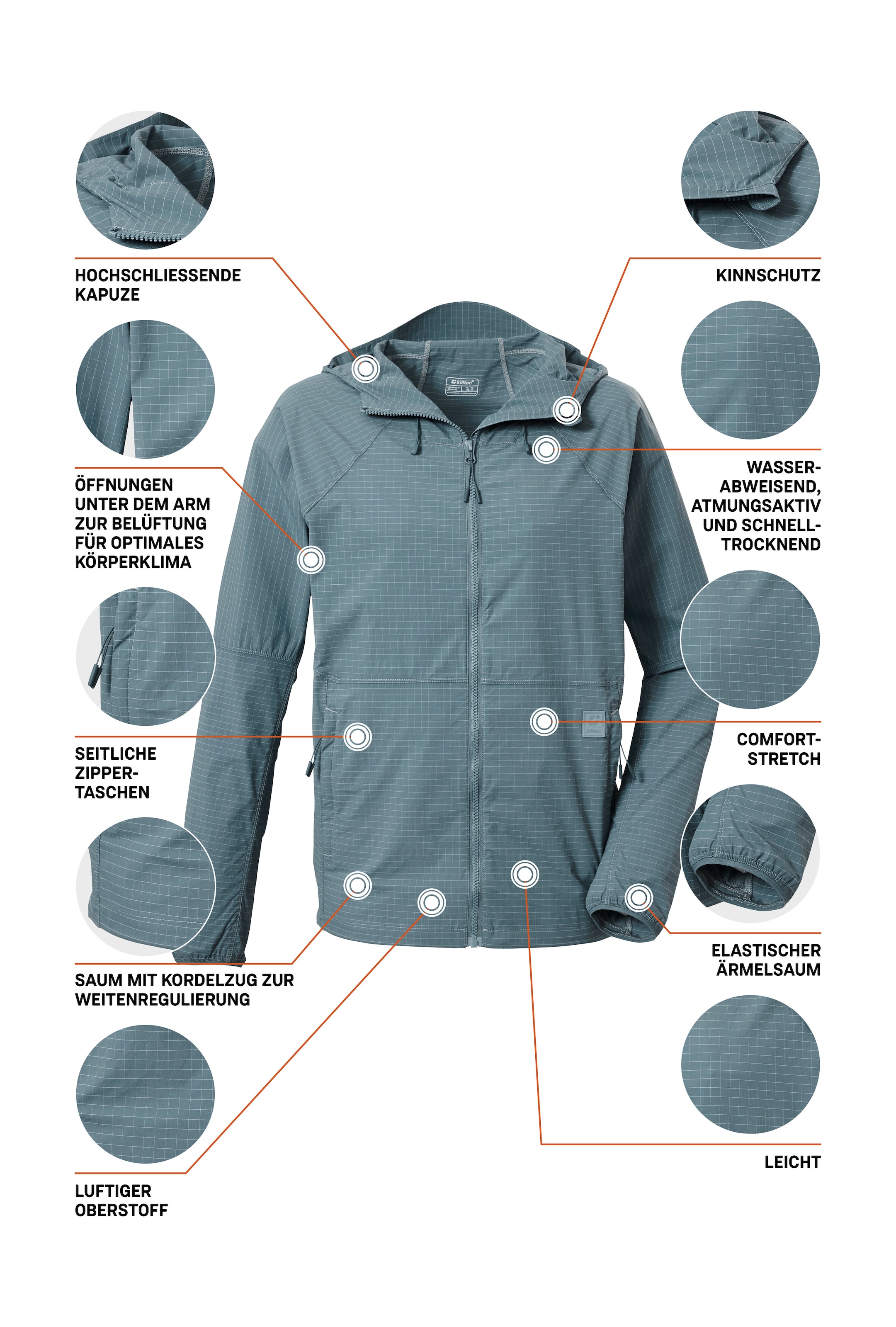 Killtec Funktionsjacke »KOS 182 MN JCKT« Wasserabweisende, atmungsaktive Herrenjacke mit Stretchkomfort
