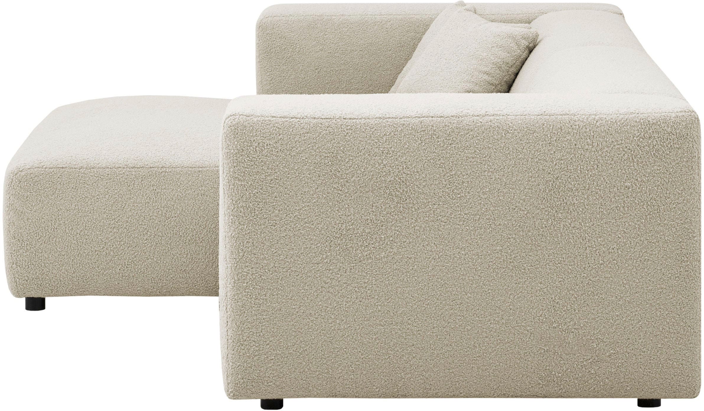 andas Ecksofa »BAKELS, L-Form in Cord oder Boucle-Stoff, moderne Couch«, wahlweise Recamiere rechts/links, bequemer Sitzkomfort