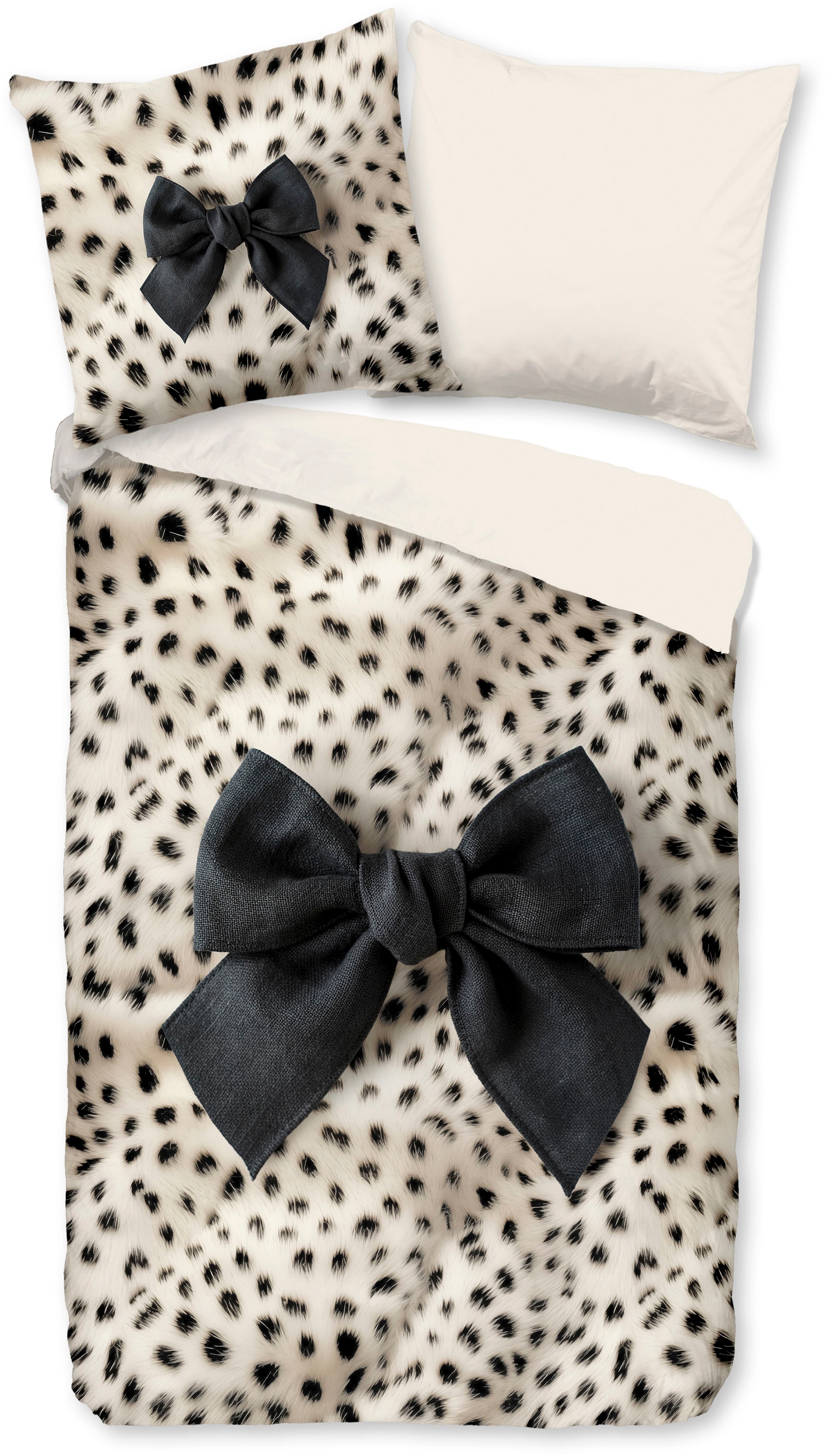 PURE luxury collection Wendebettwäsche "Ragna" 2 Stk. Mikrofaser, Pflegeleicht, Reißverschluss, Wendeoptik, Schleife leopard