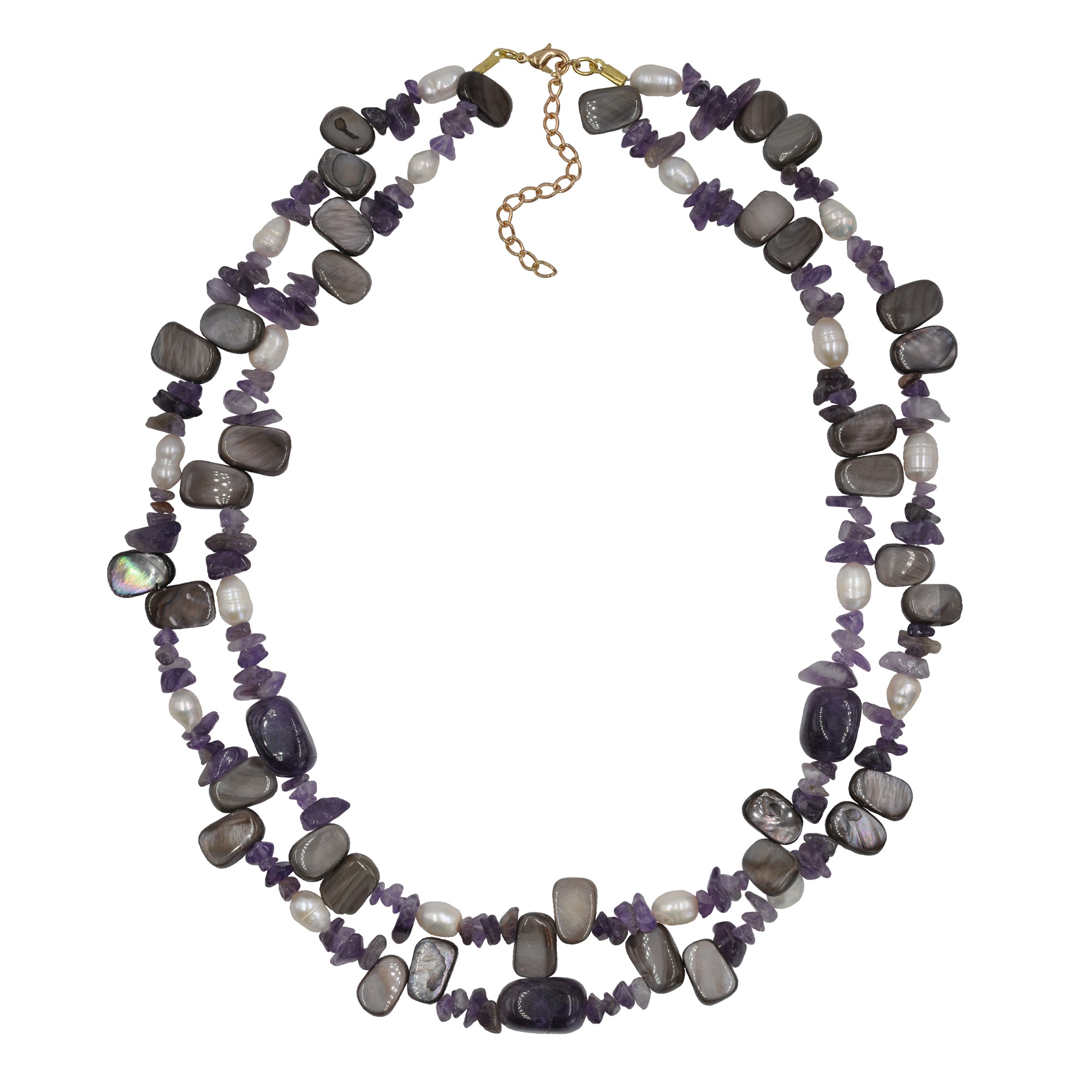 Collierkettchen »Collier 2-reihig Amethyst,Perlen und Muschel«