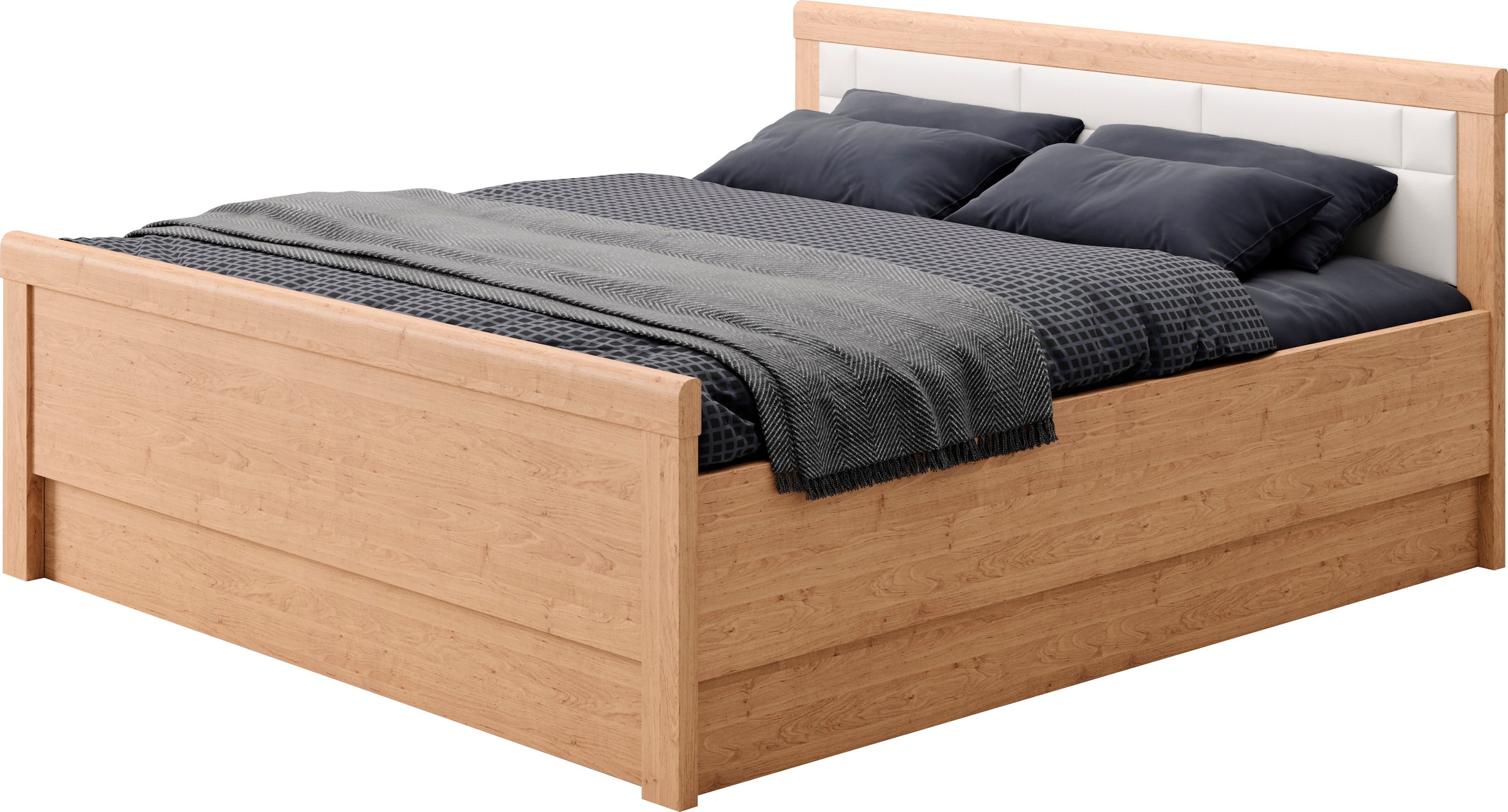 priess Einzelbett "Arnsberg Komfortbett mit flexibel höhenverstellbarer Liegefläche" gepolstertes Kopfteil, Made in Germany mit Blauem Engel und Goldenem M
