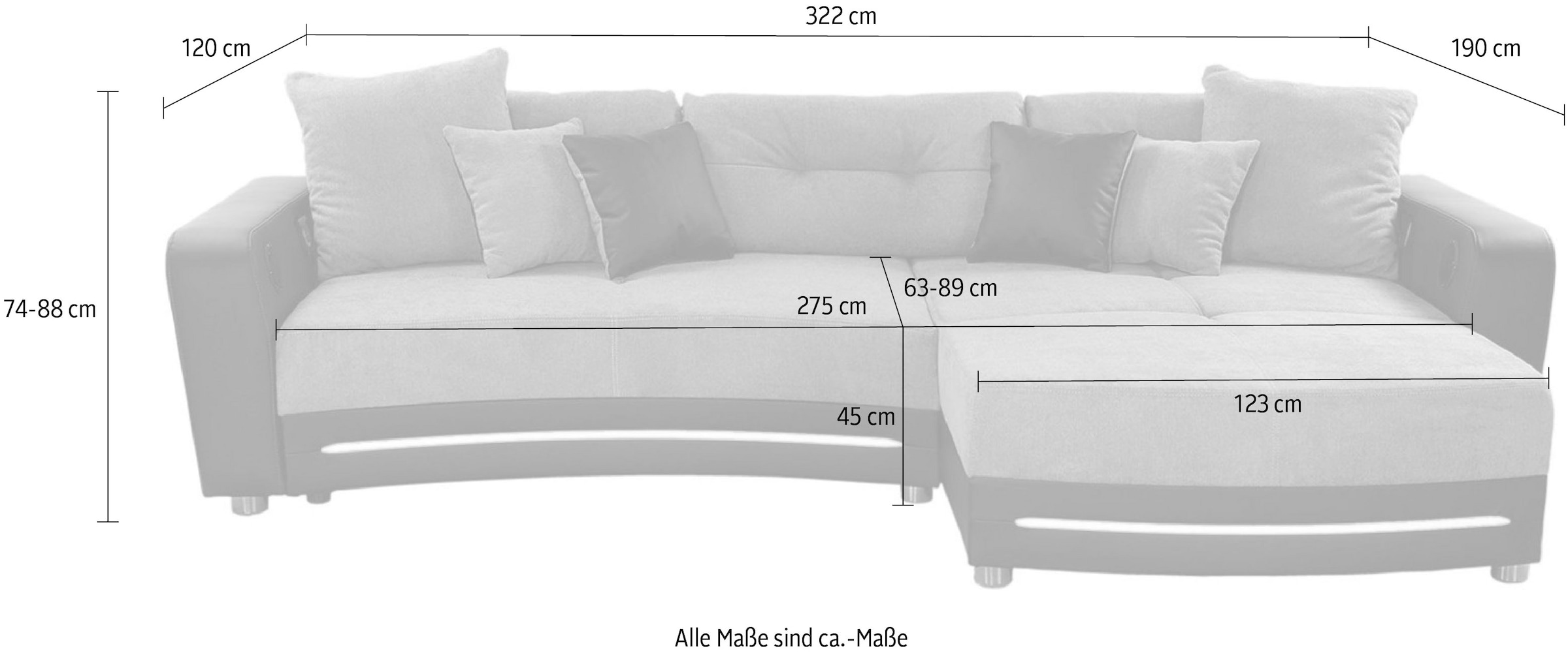 Jockenhöfer Gruppe Ecksofa Laredo, inklusive RGB-LED-Beleuchtung und Bluetooth-Soundsystem