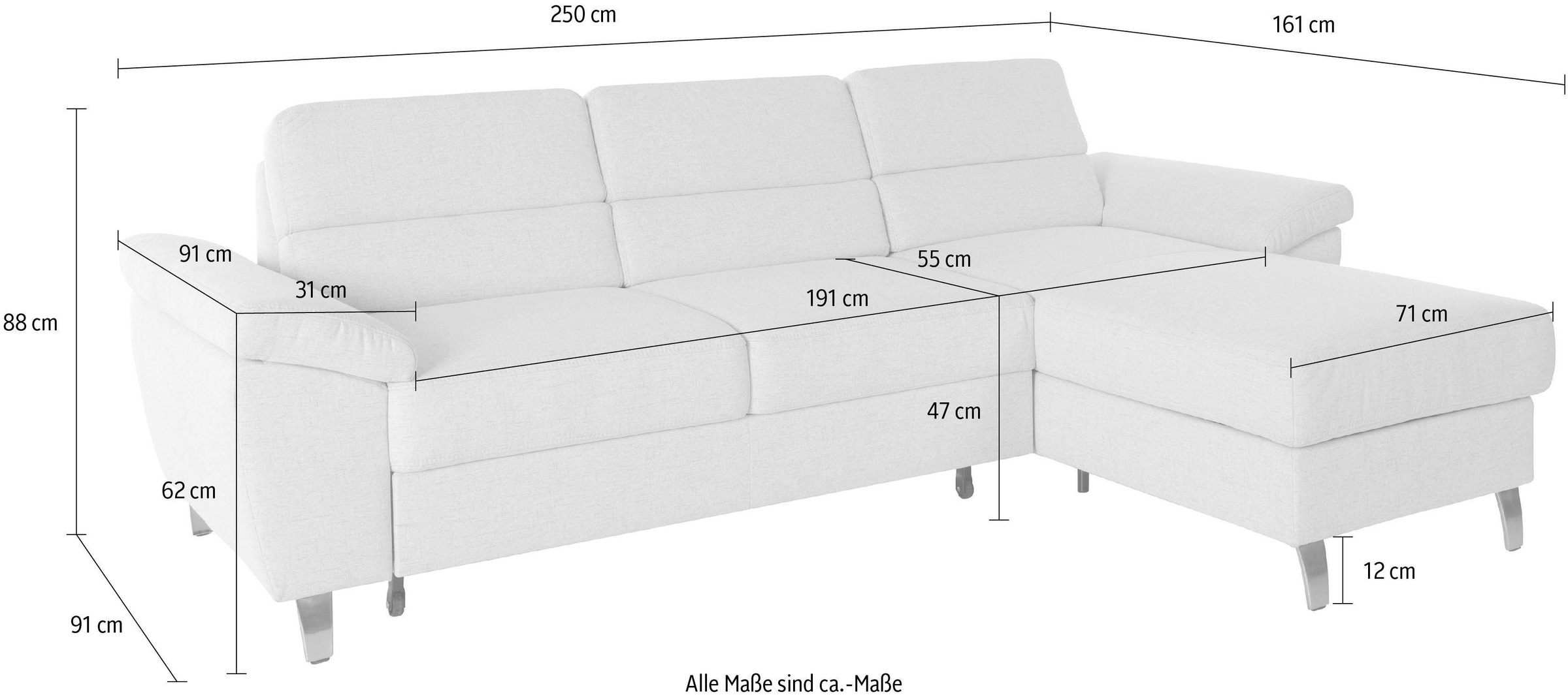 sit&more Ecksofa »Sorano L-Form«, wahlweise mit Bettfunktion und Bettkasten