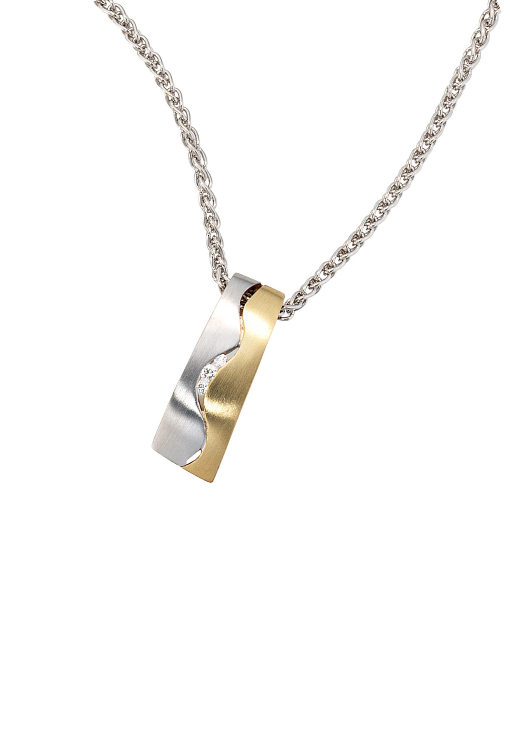 JOBO Kettenanhänger »Anhänger mit 3 Diamanten«, 585 Gold bicolor