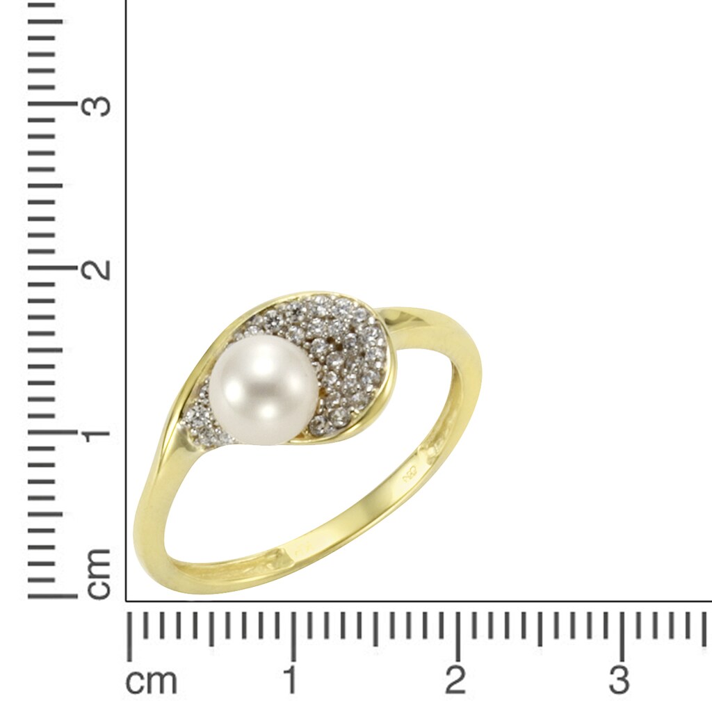 Vivance Fingerring »333/- Gelbgold Perle Zirkonia«