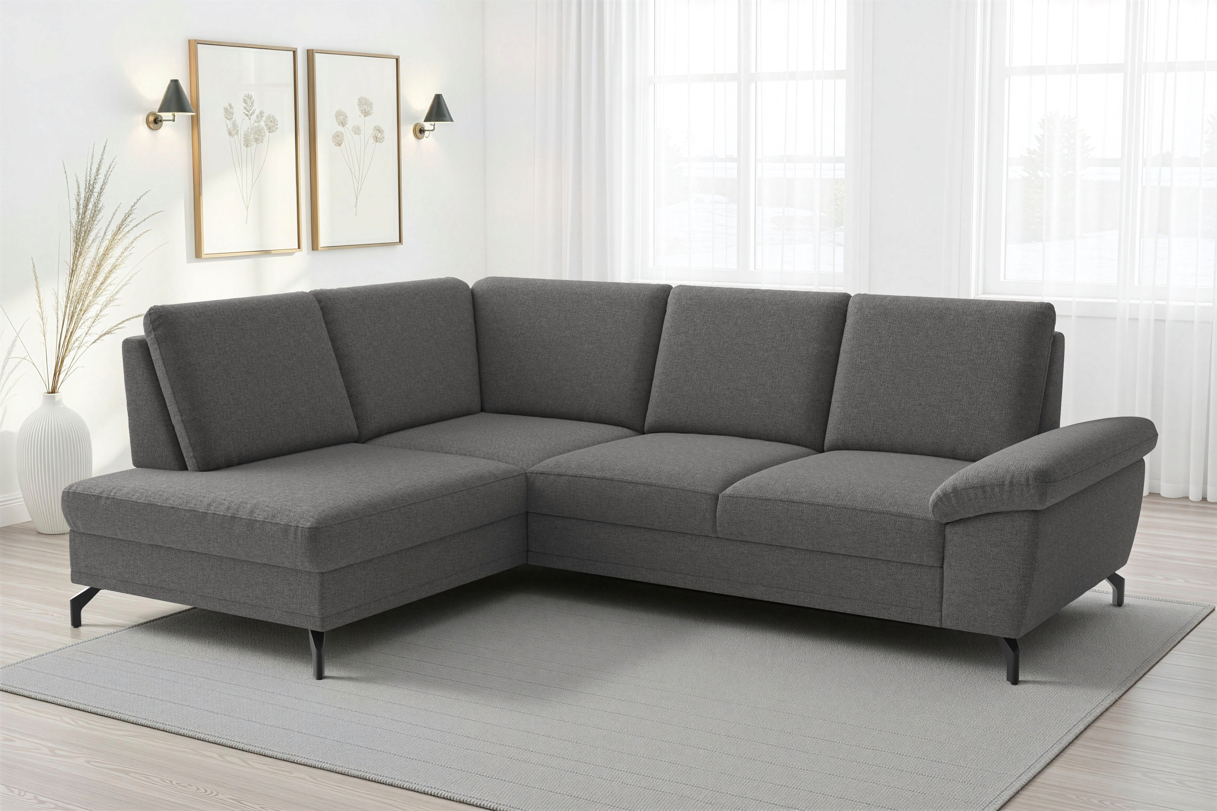 sit&more Ecksofa "Chelsea L-Form, B: 249 cm, Armteil- & Sitztiefenverstellung" optional Schlaffunktion und Bettkasten
