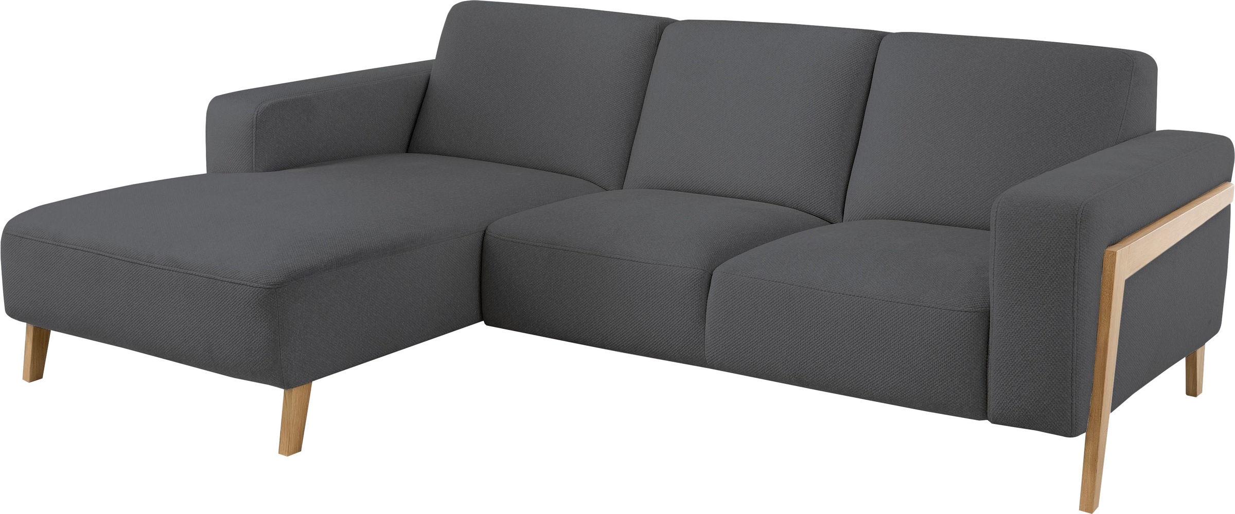 exxpo - sofa fashion Ecksofa »Starr, modern und klassisches Design, hochwertige Verarbeitung, bequem«, L-Form, wahlw. elektrische Sitztiefenverstellung, Massivholzfüße