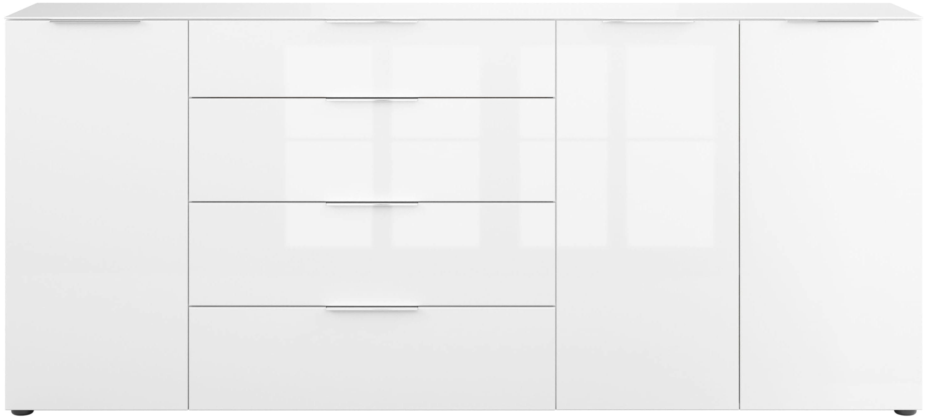 Manjana Möbel Kommode "Style" mit Glasfronten, mit Metallgriffen, melaminbeschichtet