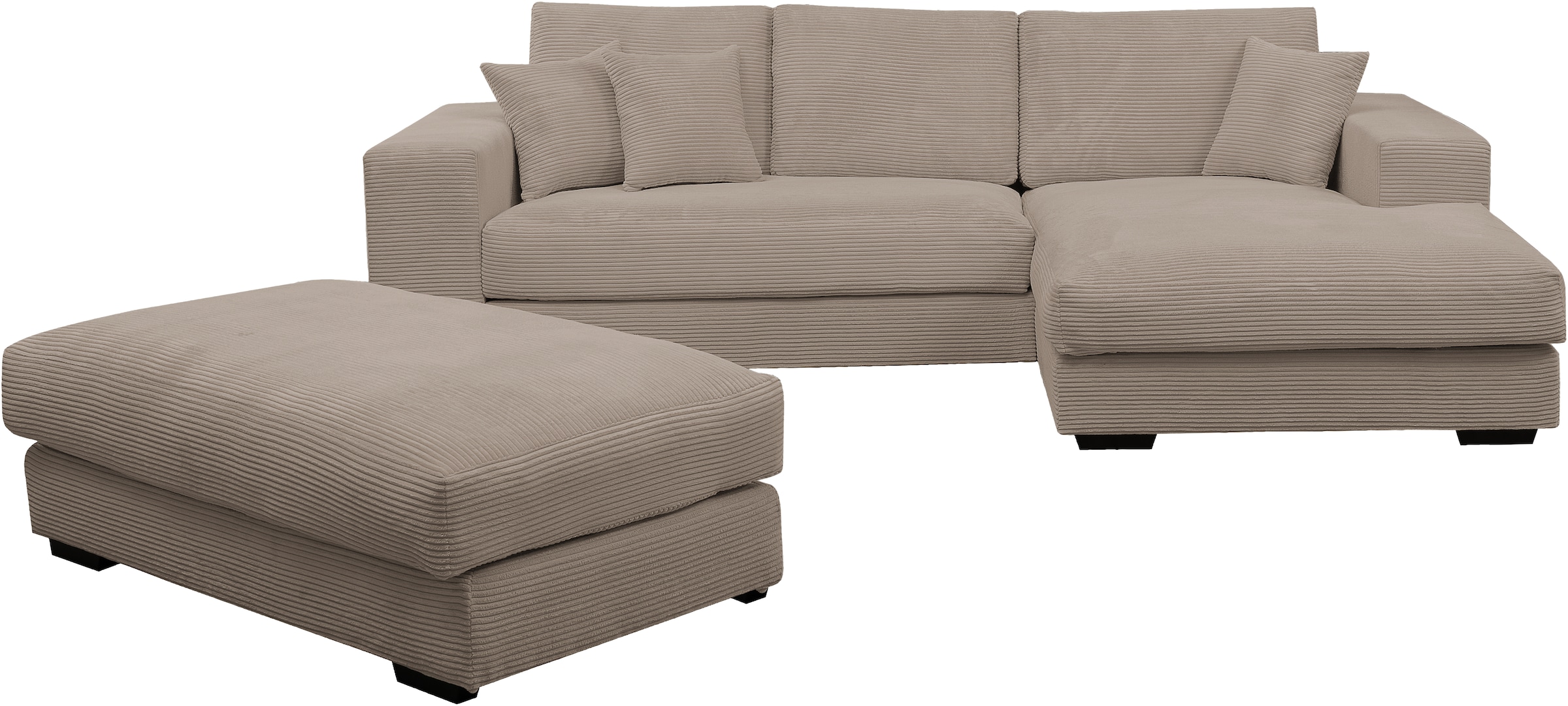 WERK2 Polstergarnitur "Eden L-Form + Hocker. Mega Couch Breite 286cm, Cord" günstig online kaufen