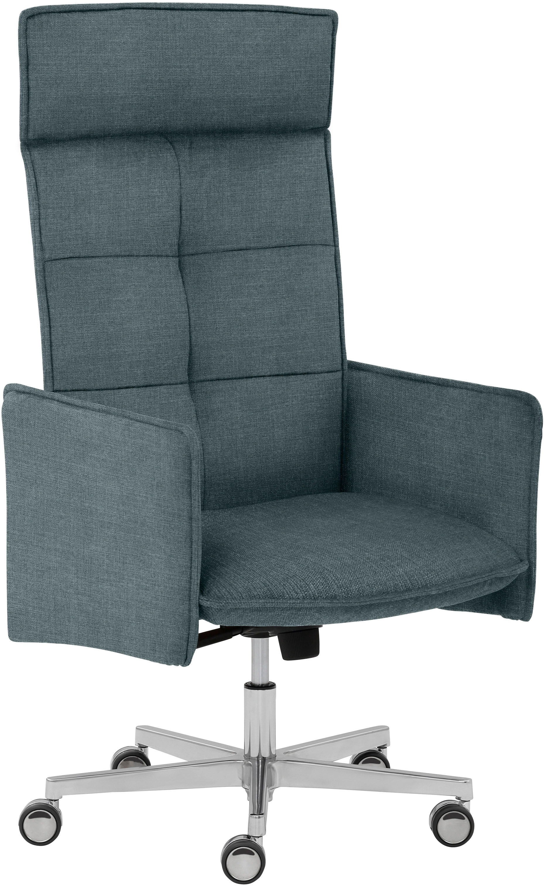 Drehstuhl MAYER SITZMÖBEL, B:68cm H:120cm T:69cmblau, aluminium, Stoff, Esszimmer, Stühle, "myCOSYWORXX Homeoffice Sessel", besonders bequem