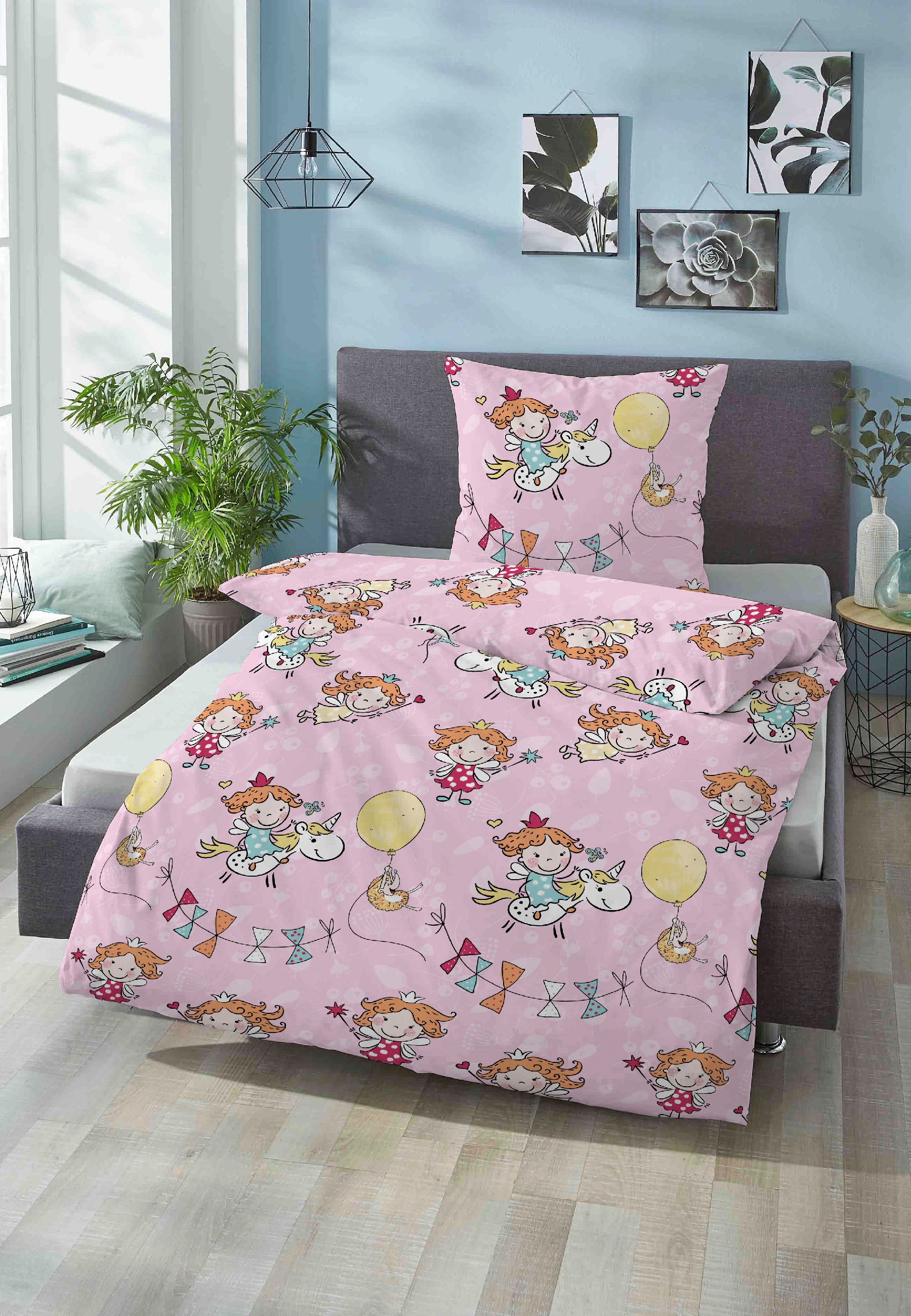 Biberna Bettwäsche "lustige Fee" 2 Stk. wohlig warm + weich, pflegeleicht, günstig online kaufen