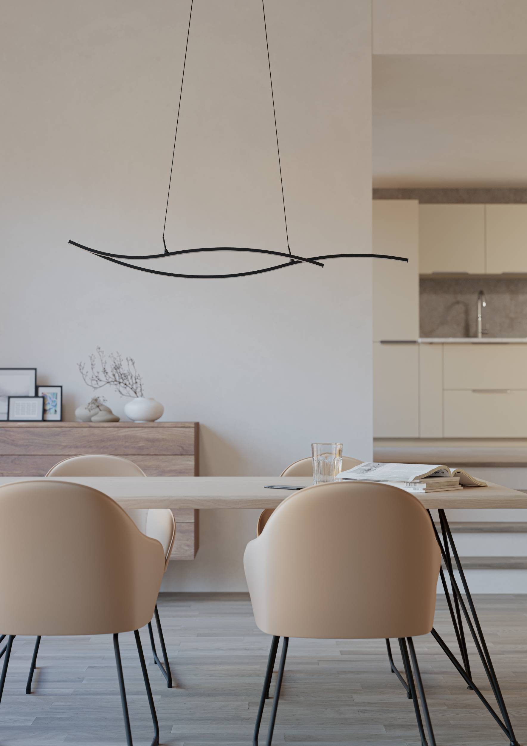 EGLO Hängeleuchte »Grisolia Hängelampe, Wohnzimmerlampe, Metall und Kunststoff, Lampe« LED-Modul 1 Stk. Neutralweiß Hängeleuchte - L115 x B7 x H120 cm - schwarz - 20W inkl.