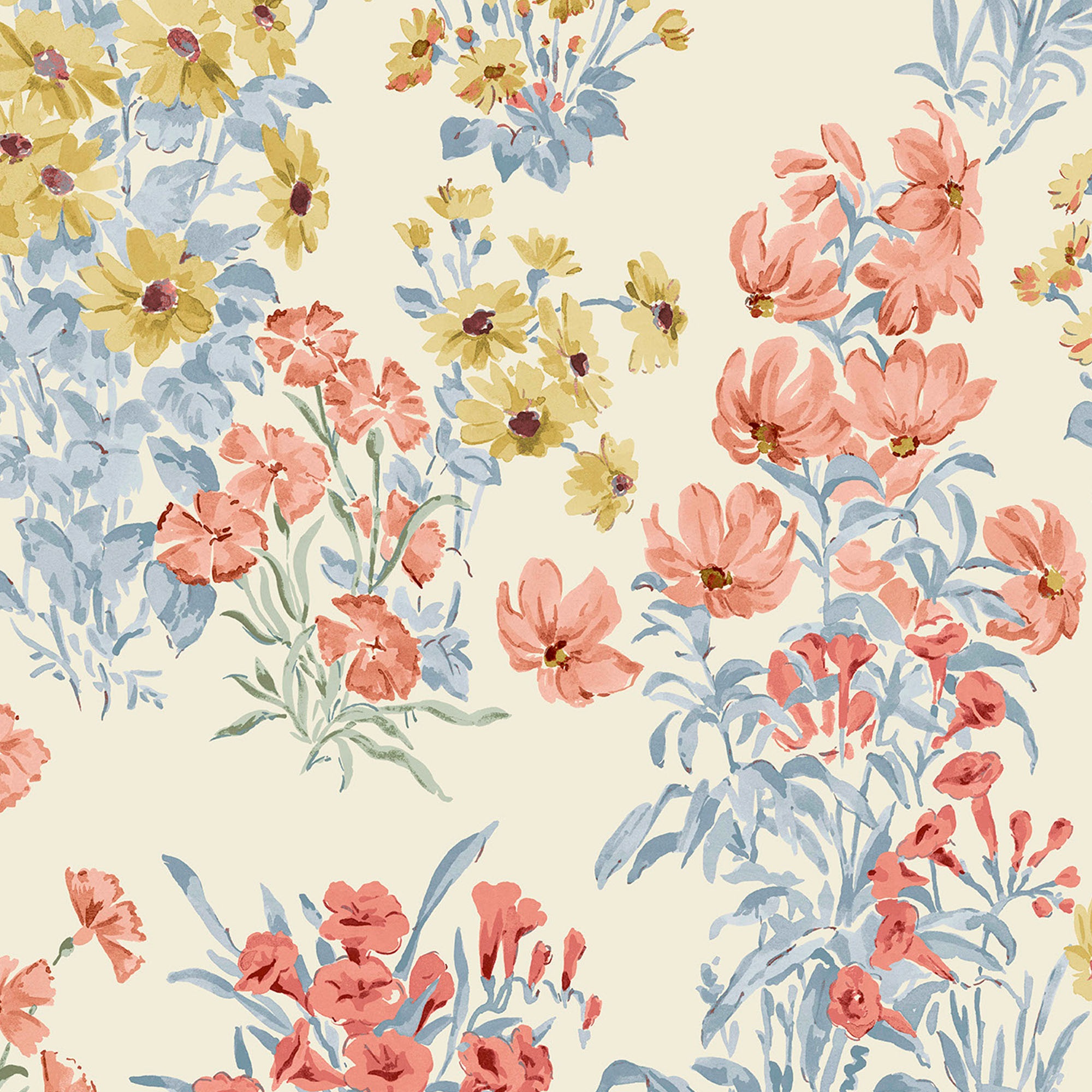 Papier peint intissé Laura Ashley Megan Ochre 1005 x 52cm Jaune, rouge, bleu