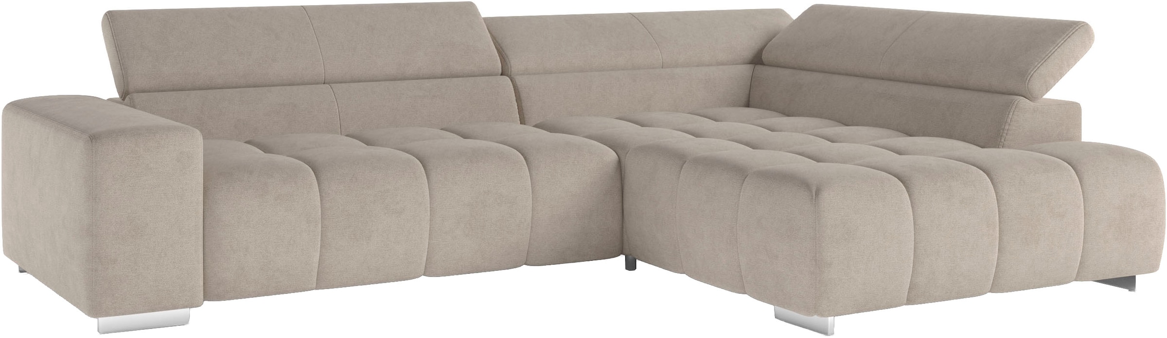 COTTA Ecksofa »Orion L-Form« mit Kopfteilverstellung & 5 Nierenkissen