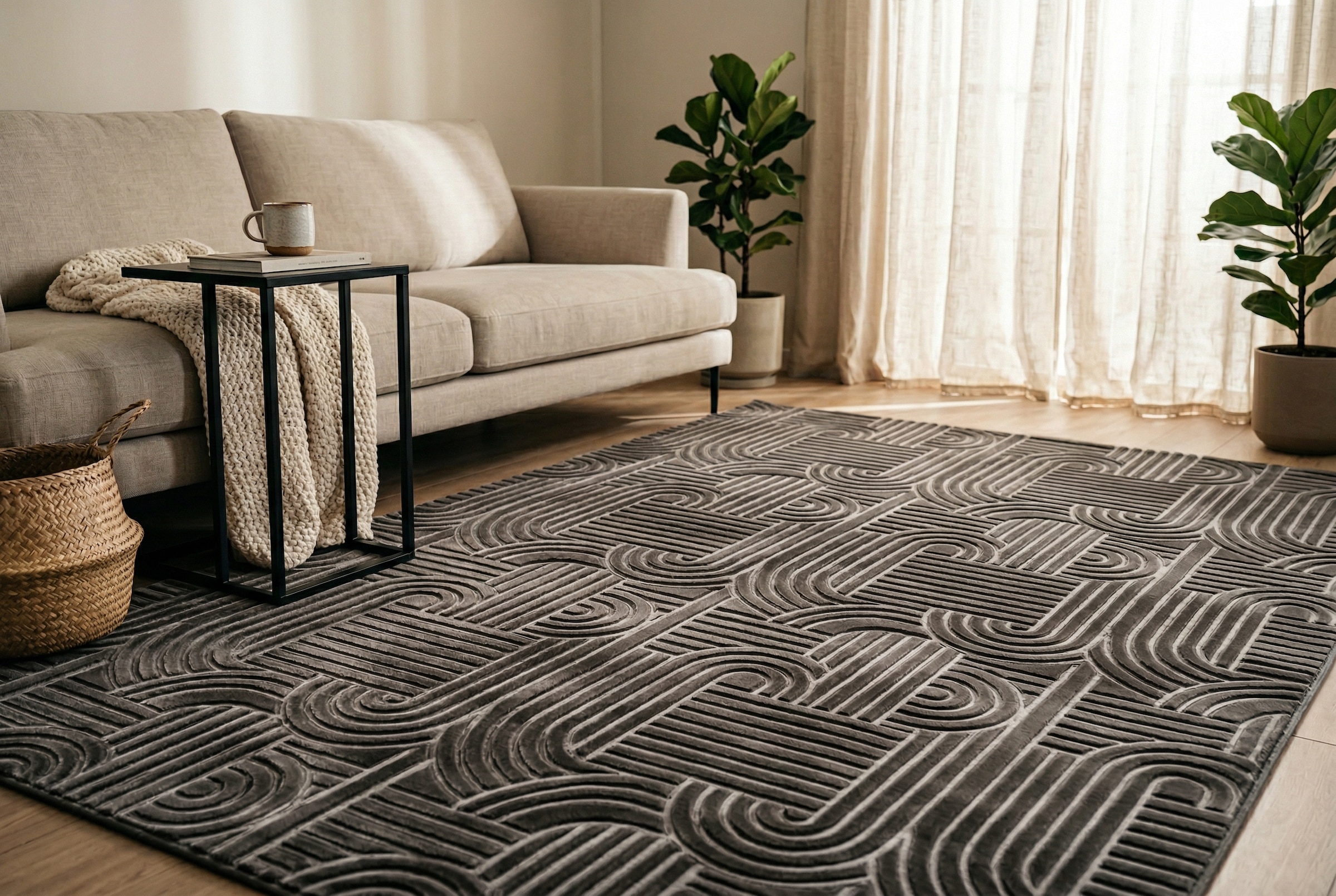 Kayoom Teppich "Calma 125" rechteckig 10 mm Höhe Kurzflor, 3-D Optik, Wohnzimmer