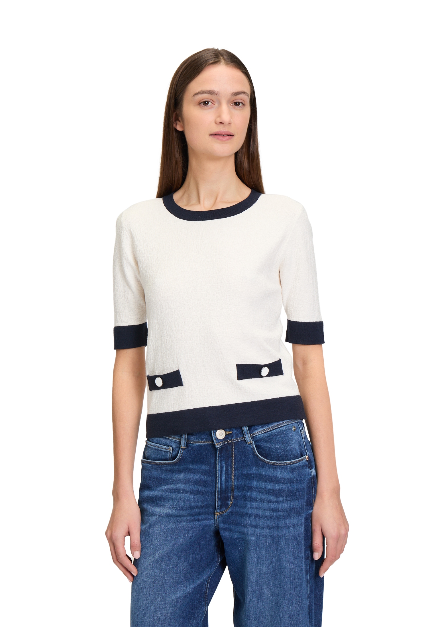 Betty&Co Kurzarmshirt "Betty & Co Feinstrickpullover mit Rundhalsausschnitt günstig online kaufen