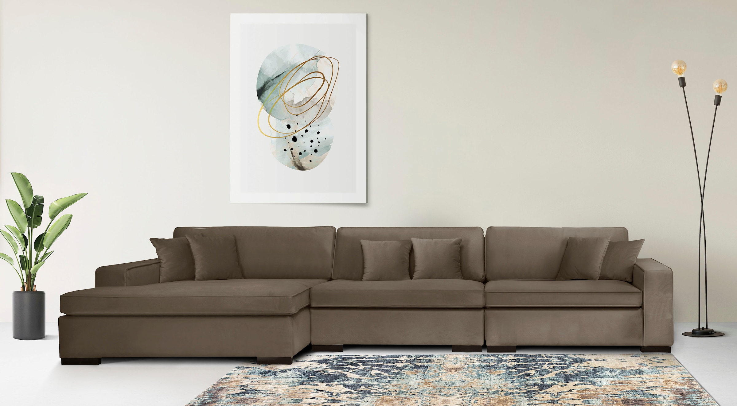 Home affaire Ottomane "Skara L-Form", Lounge-Sofa mit Federkernpolsterung, günstig online kaufen