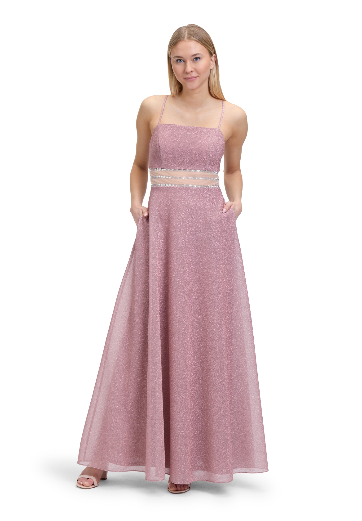 Vera Mont Abendkleid "Damen Abendkleid mit Effektgarn" Nahttasche Zierstein günstig online kaufen