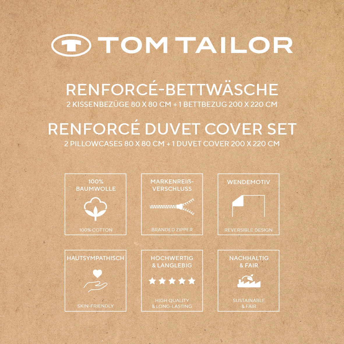 TOM TAILOR HOME Bettwäsche »MEDIUM STRIPES in Gr. 135x200cm, 155x220cm oder 200x220cm«, new bedroom, mit farbigem Markenreißverschluss
