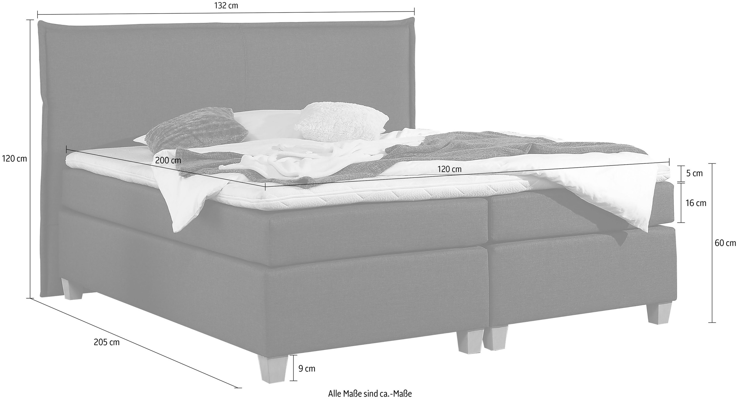 Home affaire Boxspringbett »Houssay«, inkl. Topper, 5 Breiten, 2 Härtegraden auch in Überlänge 220 cm