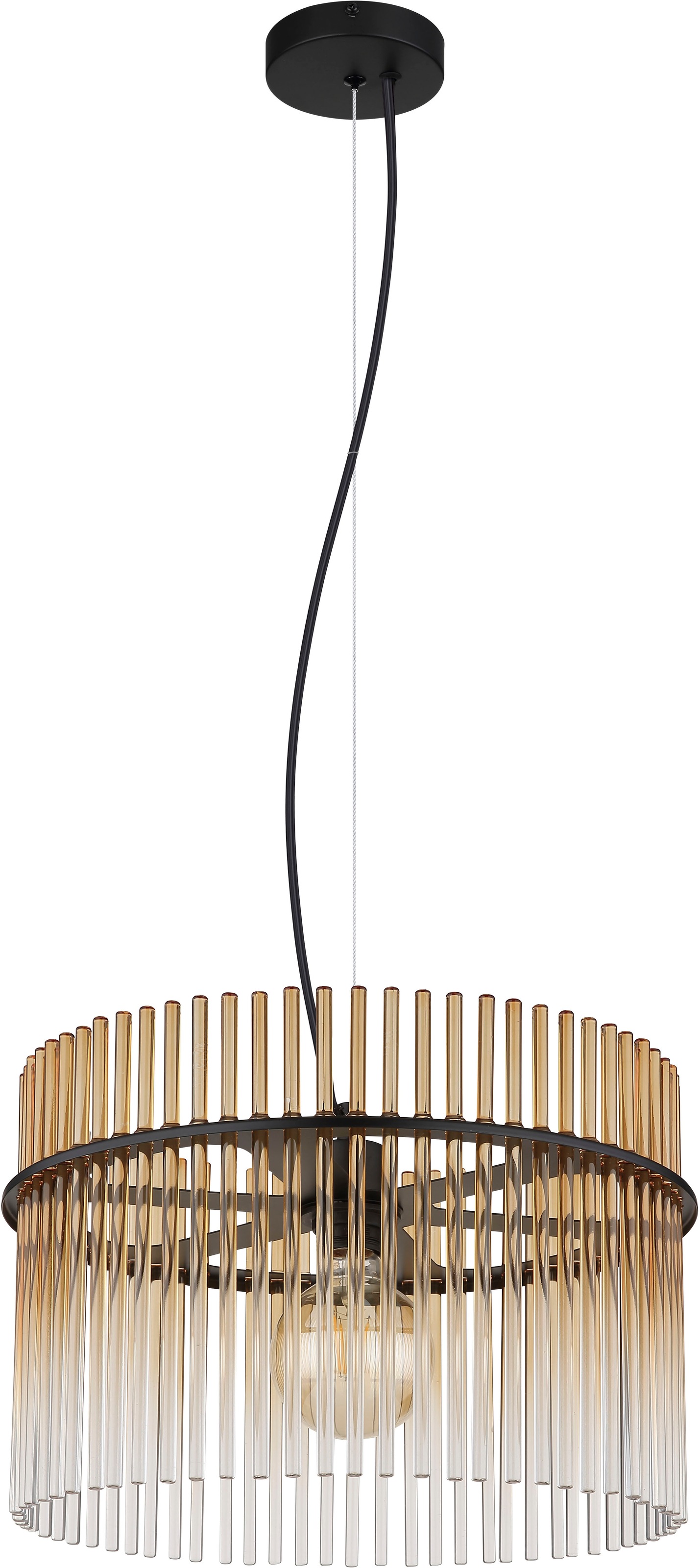 GLOBO LIGHTING Hängeleuchte »GORLEY« E27 1 Stk. Hängelampe schwarz Glasstäbe amber klar verlaufend elegant
