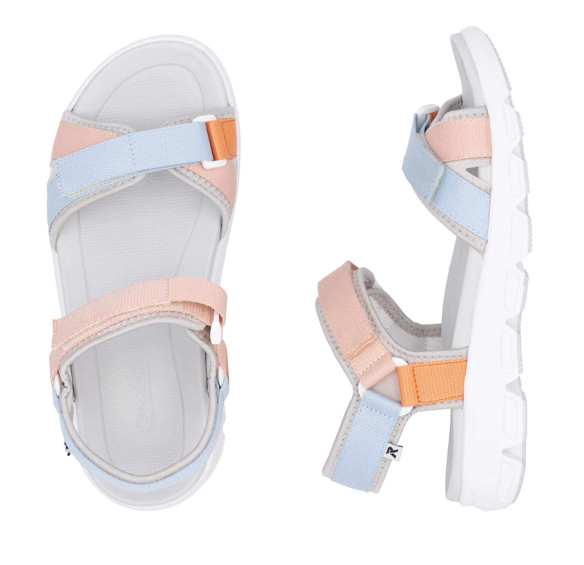 RIEKER Sport Sandale, Riemchensandale, Outdoorsandale mit Klett, maschinenwaschbar