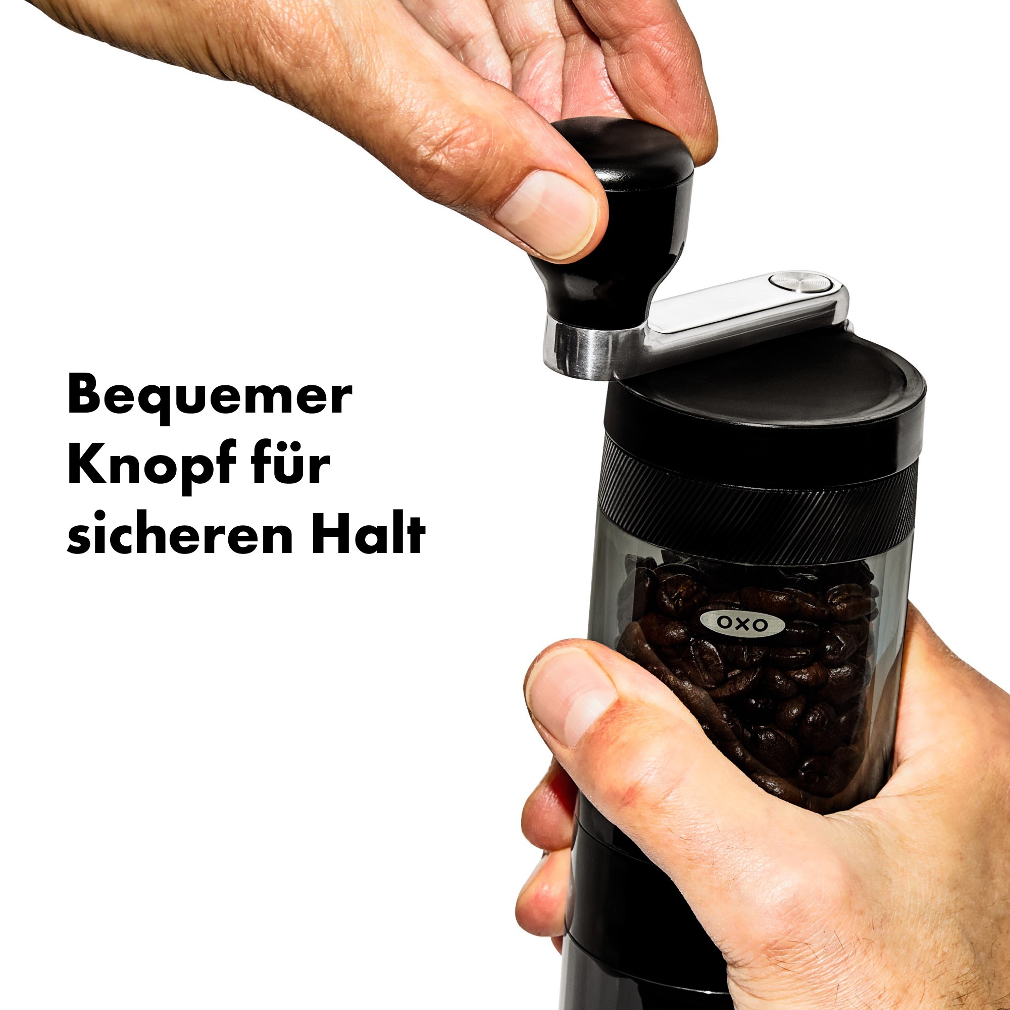 OXO Good Grips Kaffeemühle »Brew« Kegelmahlwerk 40 gBohnenbehälter Handkaffeemühle