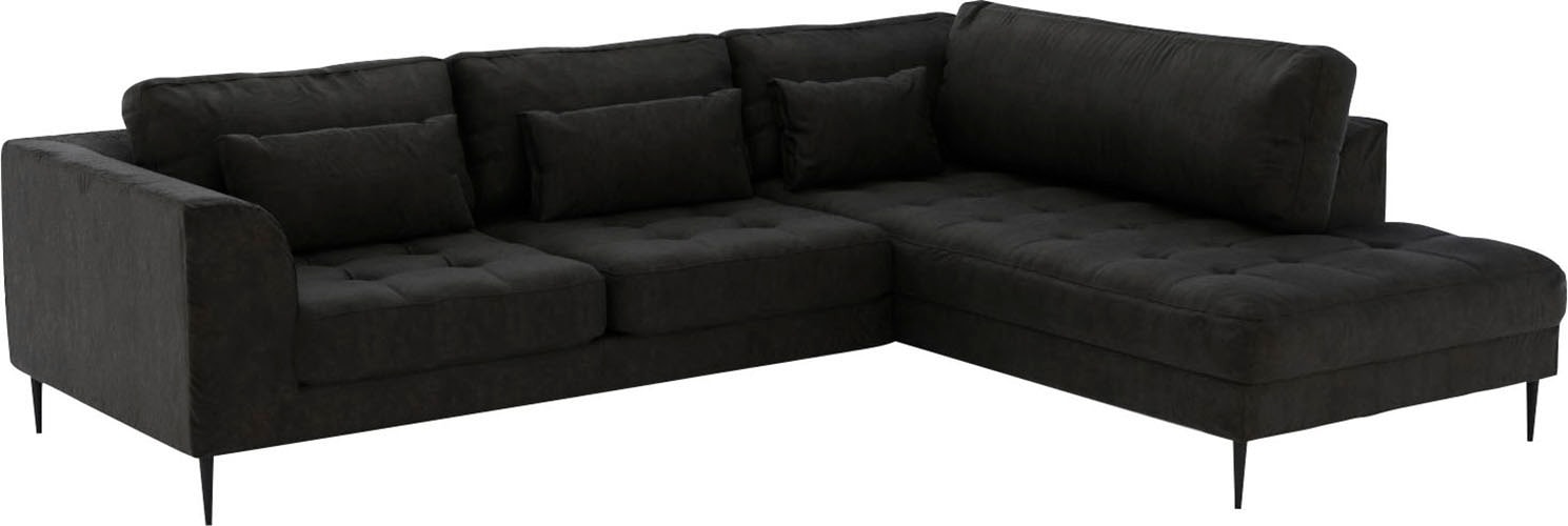 TRENDMANUFAKTUR Ecksofa »Luzi, wahlweise mit Schlaffunktion und Bettkasten, gemütlich, L-Form«, Designsofa mit Ottomane, Metallfüße schwarz, Breite 264 cm