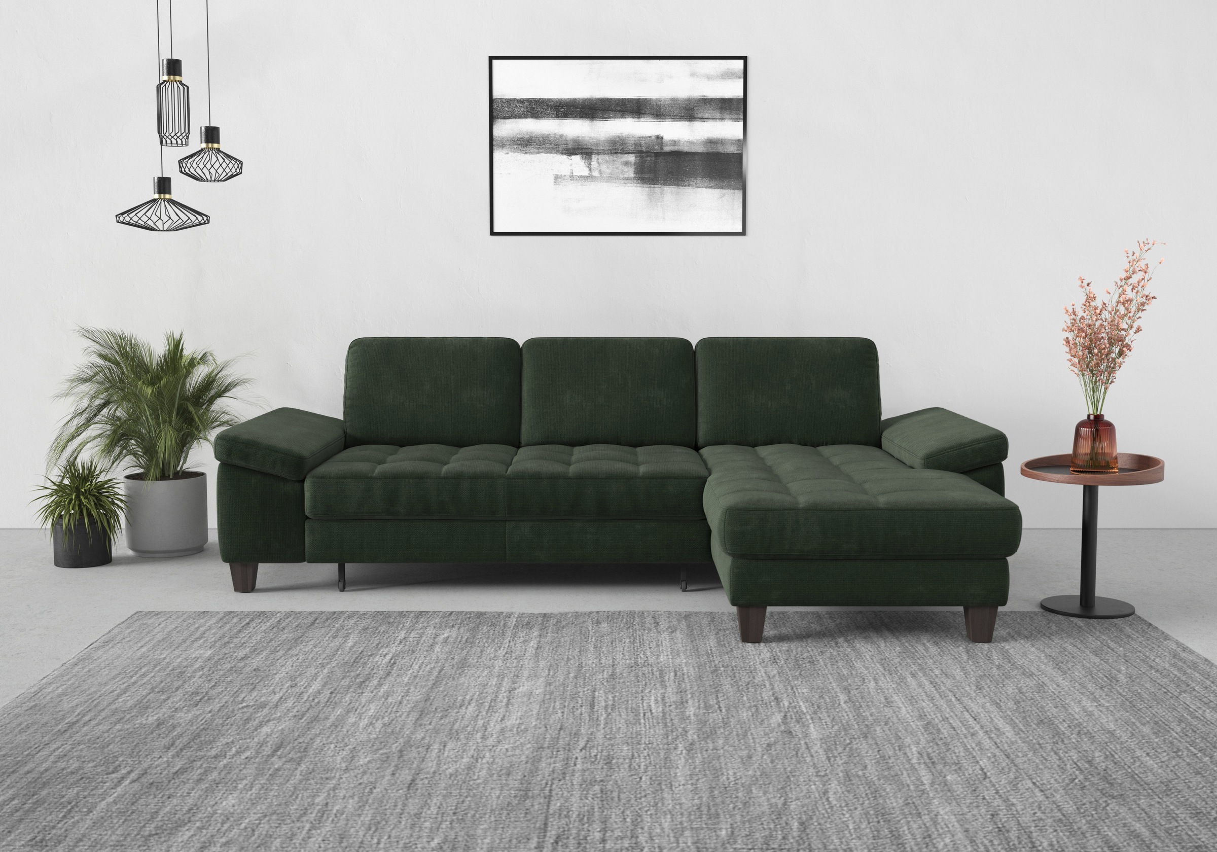 sit&more Ecksofa "Westham L-Form" Recamiere, mit oder ohne Schlaffunktion, Bettkasten, Füße wengefarben