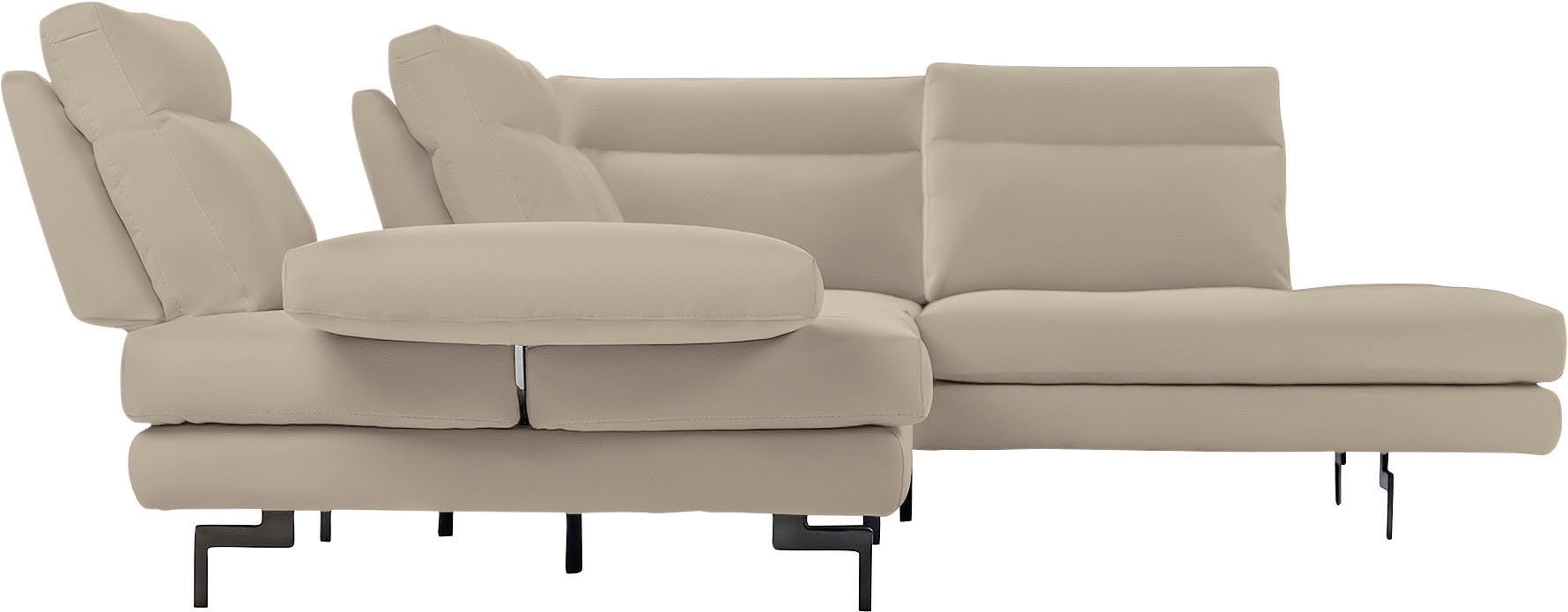 CALIA ITALIA Ecksofa »Toby Wing, L-Form, Designsofa mit sensationellem Sitzkomfort«, Sitztiefenverstellung, funktionale Ecke, Füße in schwarz matt