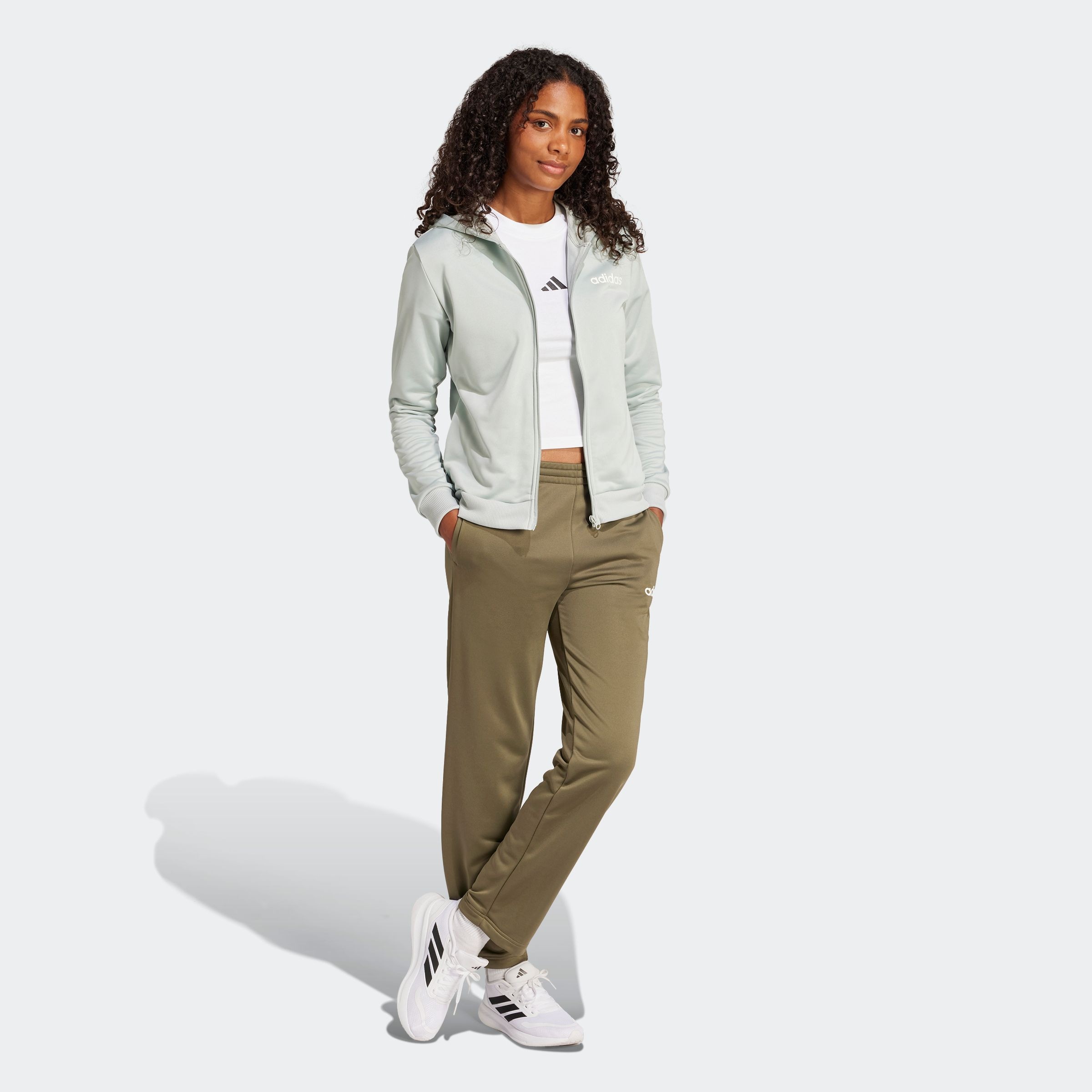 adidas Sportswear Trainingsanzug »W LINEAR TS«, (2 tlg.), Trainingsjacke mit Kapuze, Tracksuit