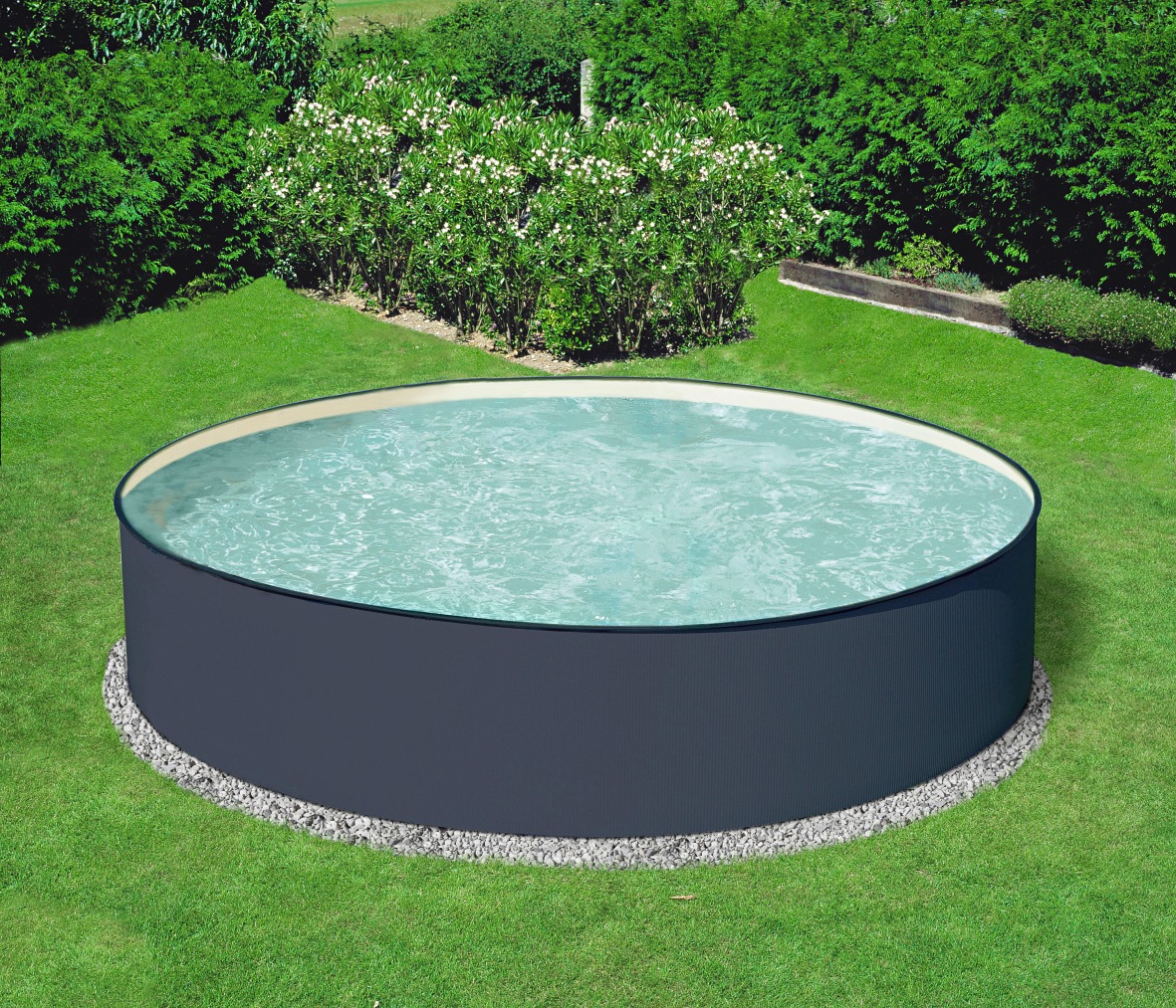KONIFERA Rundpool "Gomera 3" moderne graue Optik mit sandfarbener Poolinnen günstig online kaufen