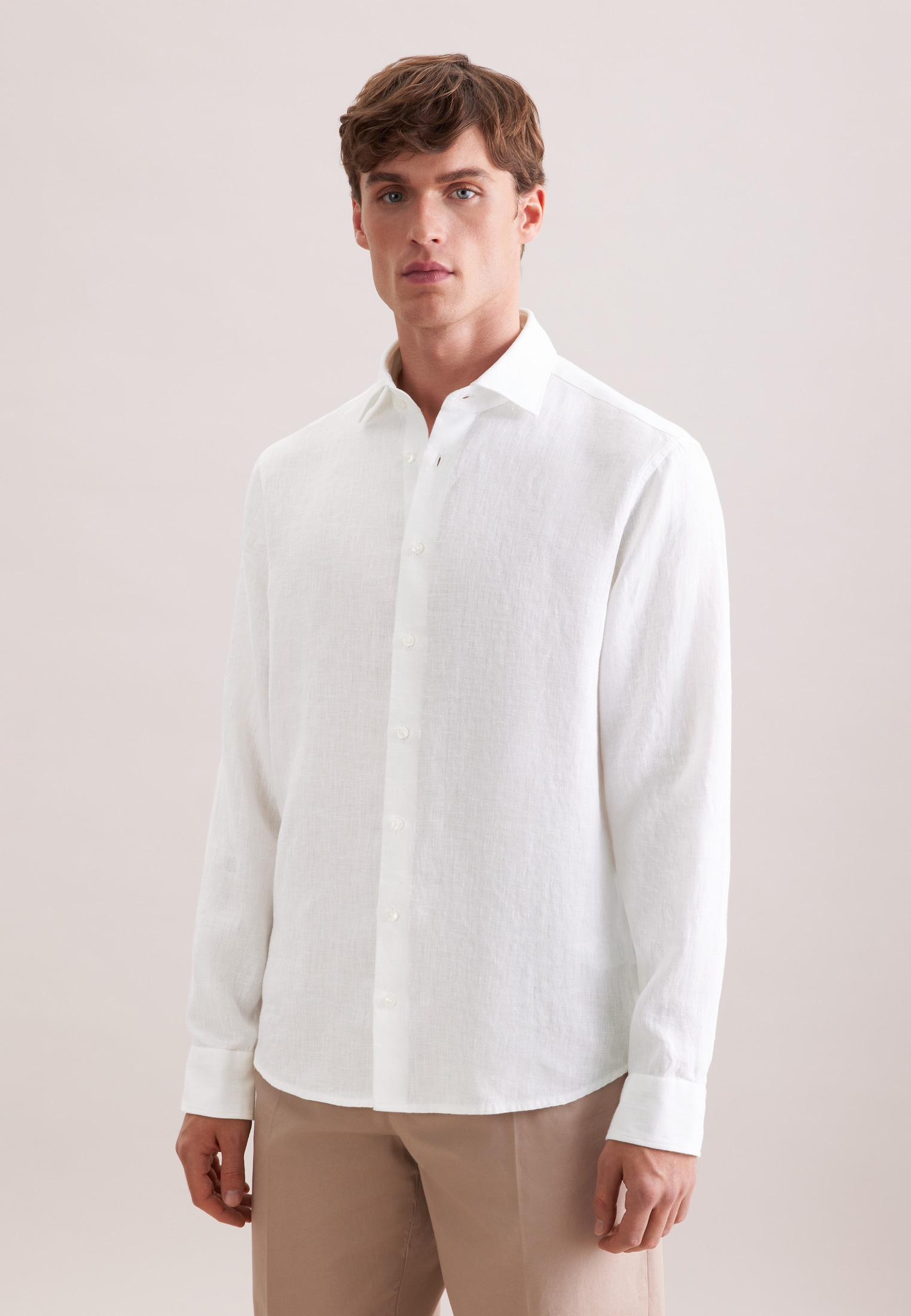 seidensticker Leinenhemd »Schwarze Rose« Shaped 1/1 Kentkragen Uni