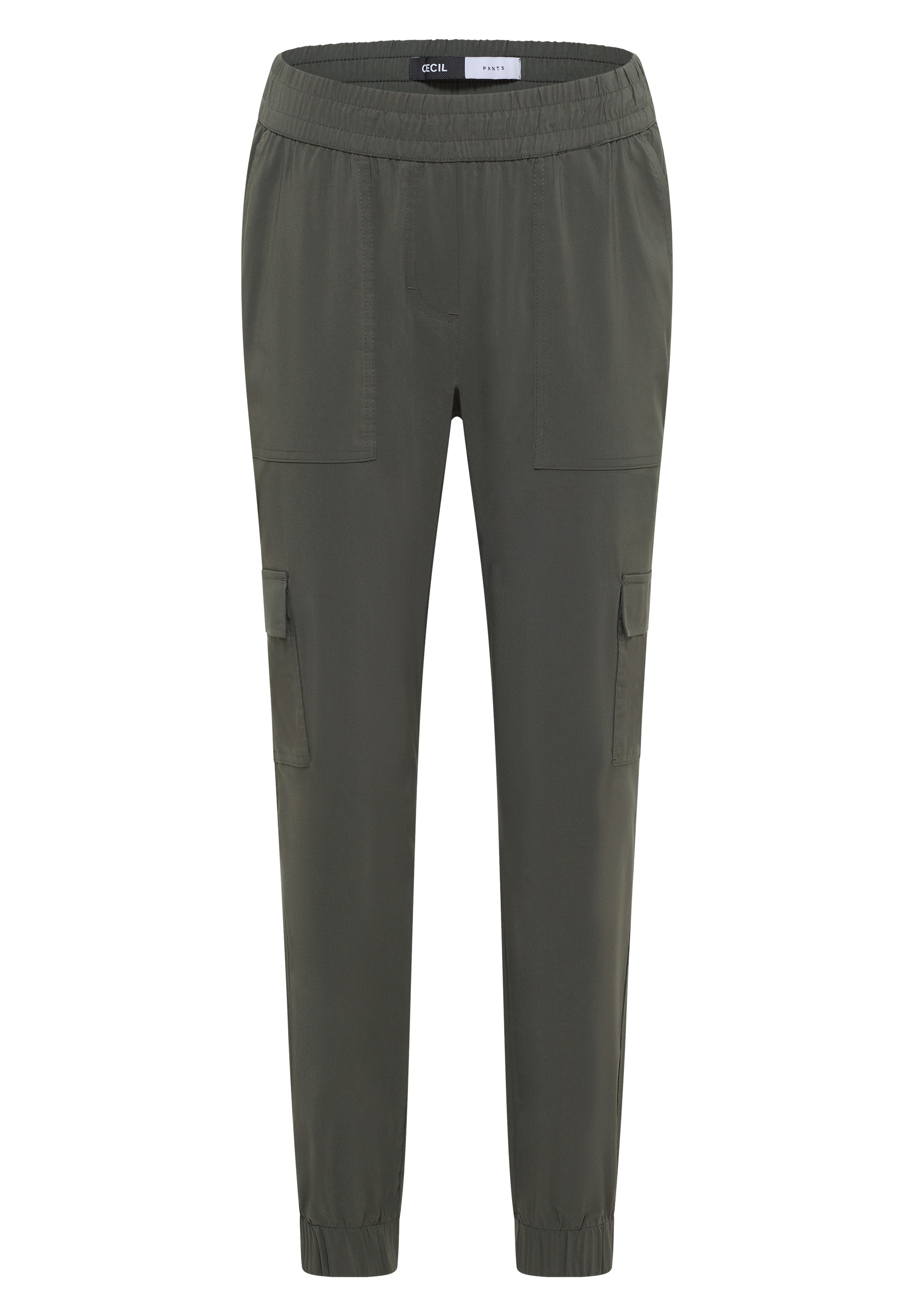 Cargohose CECIL, Damen, Gr. 3XL, Länge 28, clear khaki, Web, 66% Baumwolle, 30% Polyester, 4% Elasthan, unifarben, loose fit knöchelfrei, Hosen Cargohose, im Loose Fit 3