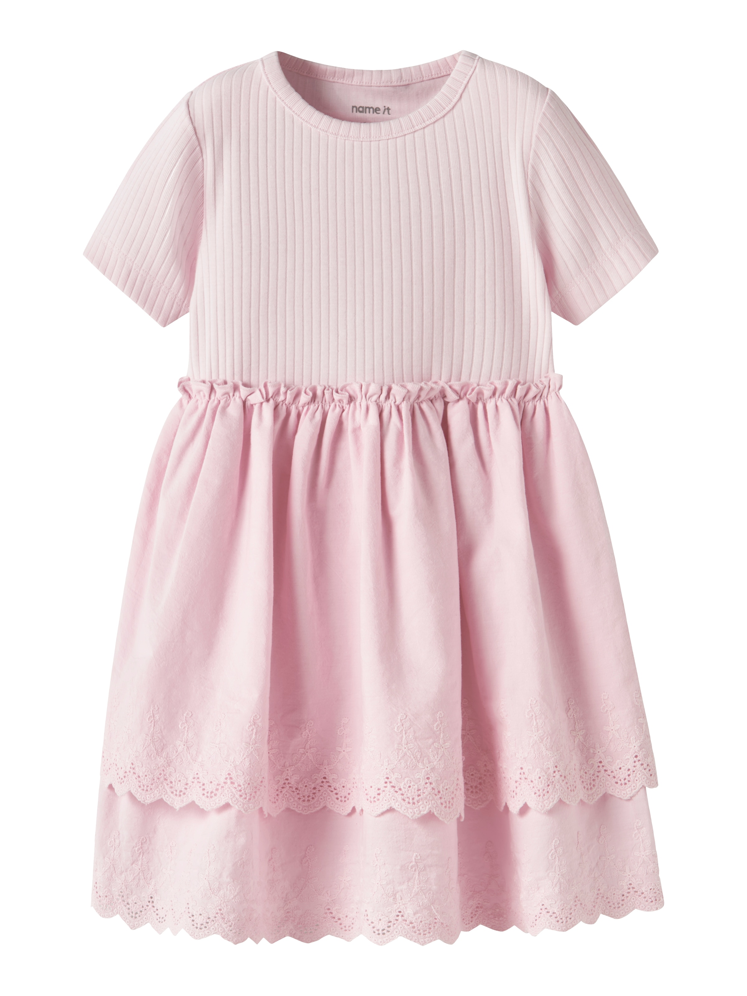 Name It Minikleid "NMFHAVELLE SS DRESS" Baumwollmischung, regular fit, Lochstickerei