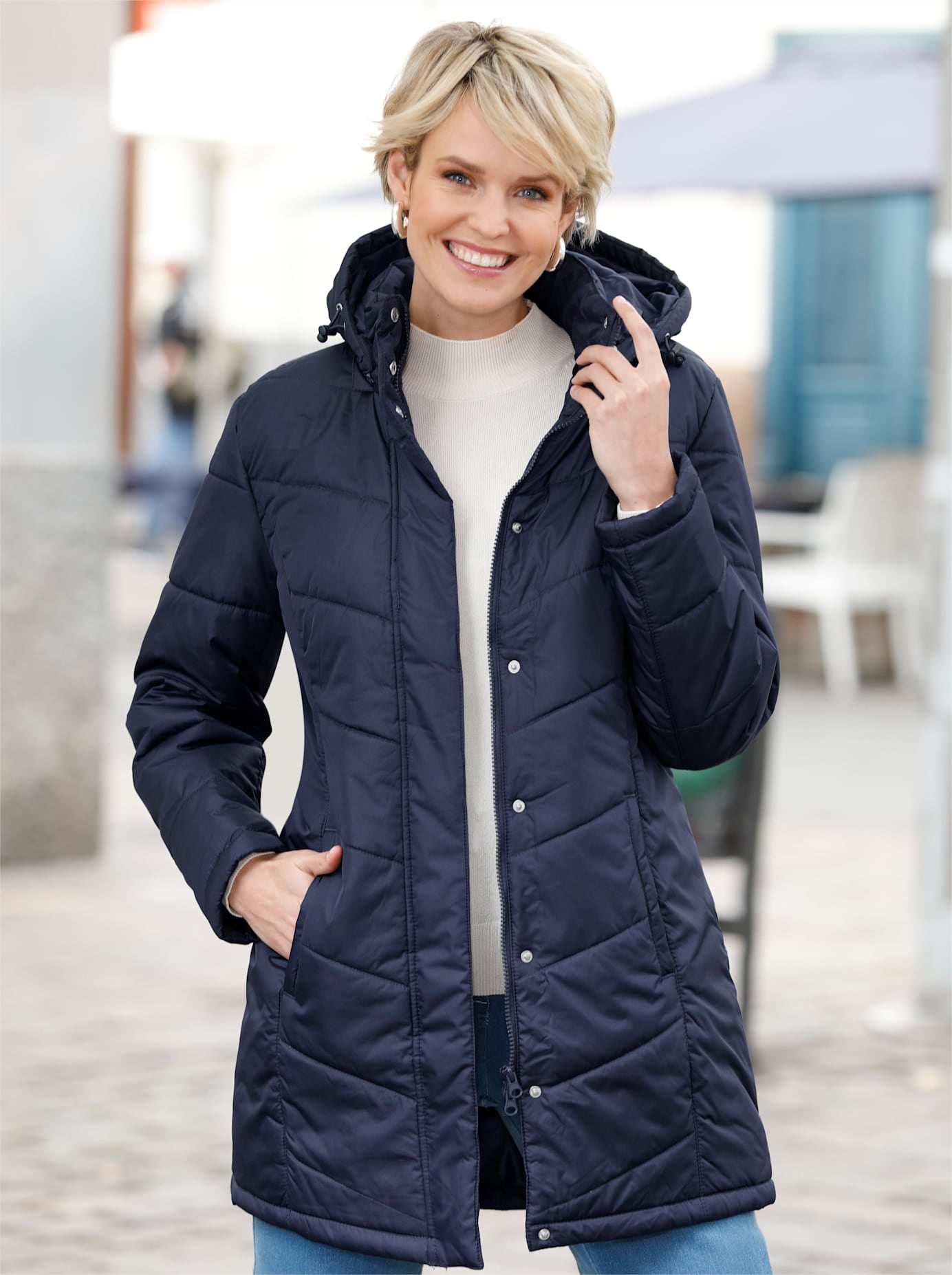 Classic Basics Langjacke, mit Kapuze