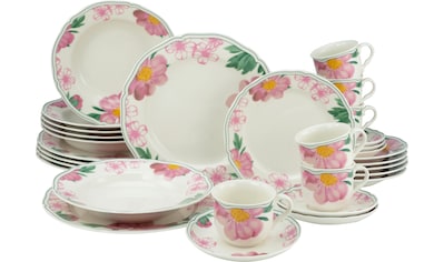 Kombiservice »Geschirr-Set Rose«, (Set, 30 tlg., Kaffeeservice und Tafelservice im...