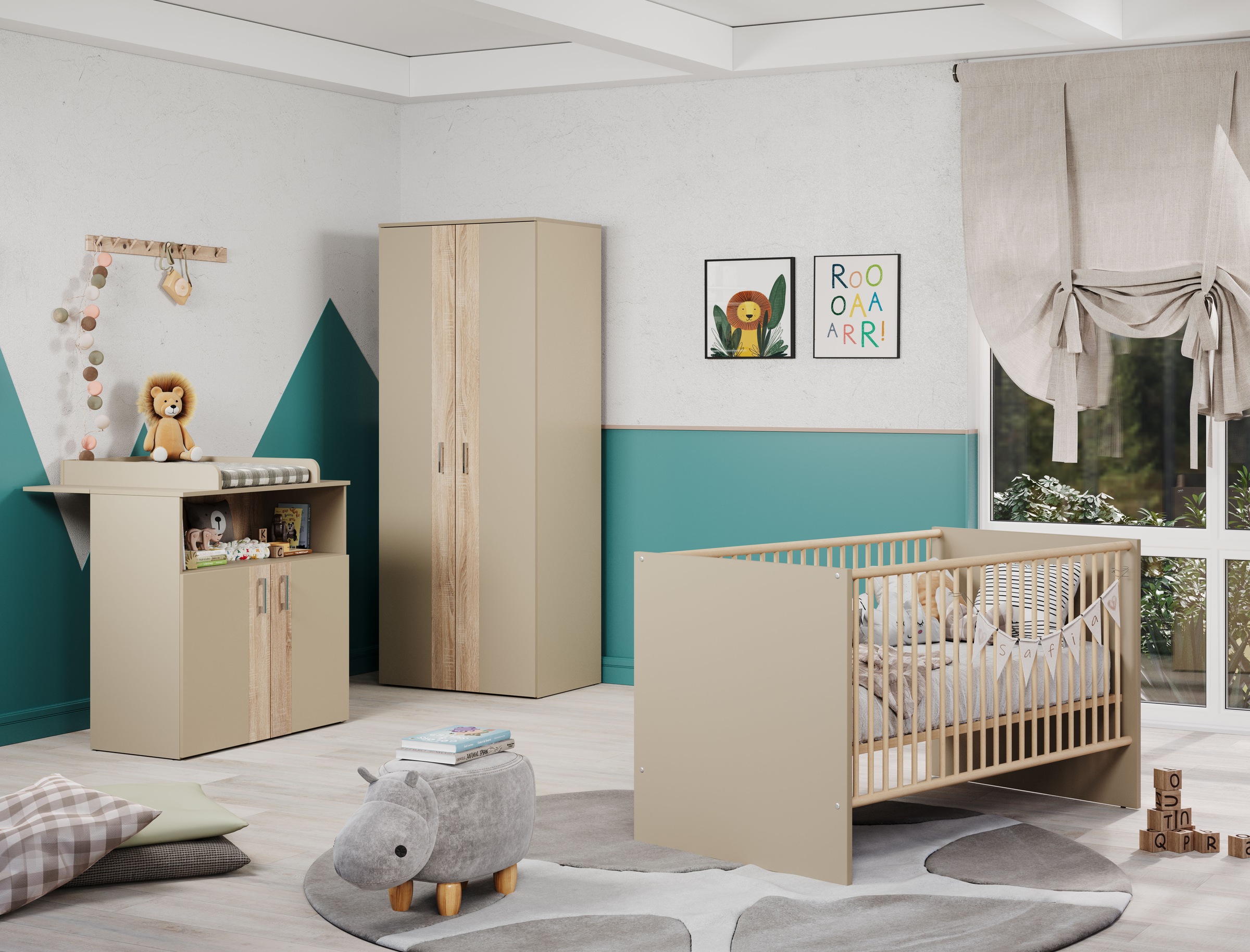 trendteam Babymöbel-Set "Beja" Set, 3 Stk. tlg. Gitterbett, Wickelkommode u günstig online kaufen