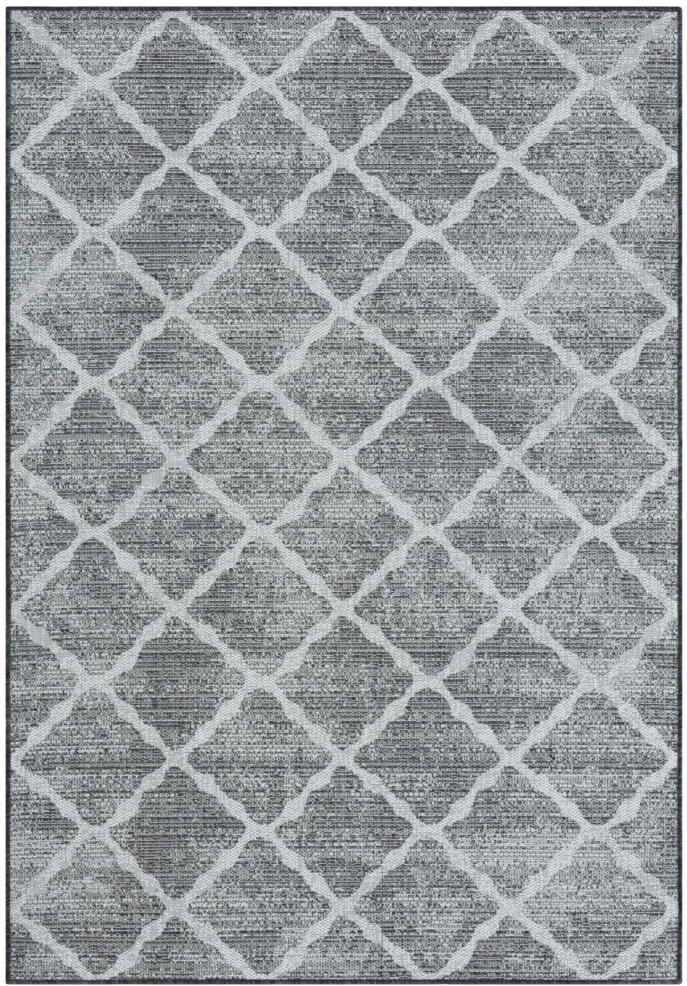 Teppich "Astral, LAGERRÄUMUNG", grau (grau,schwarz,cream), B:80cm H:6mm L:150cm, Polypropylen, MYFLAIR MÖBEL & ACCESSOIRES, Teppiche, Teppich, modernes Rauten Design, Outdoor geeignet, Balkon, Terrasse 2