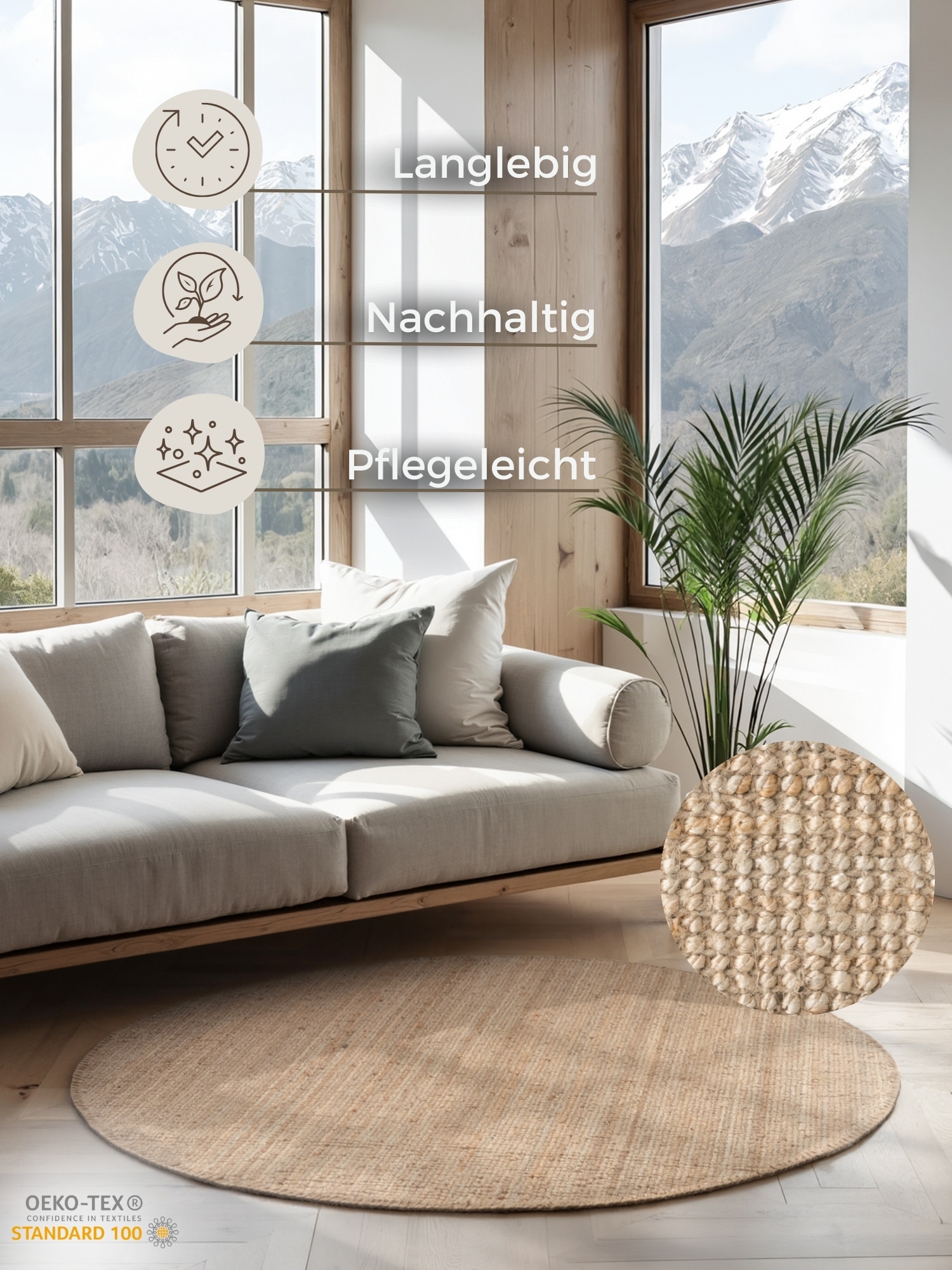 HANSE Home Teppich »Jaipur Juteteppich, als Läufer und in Rund«, rechteckig, 10 mm Höhe, 100% Naturfaser, Nachhaltig, Wohnzimmer, Esszimmer, Schlafzimmer, GRS