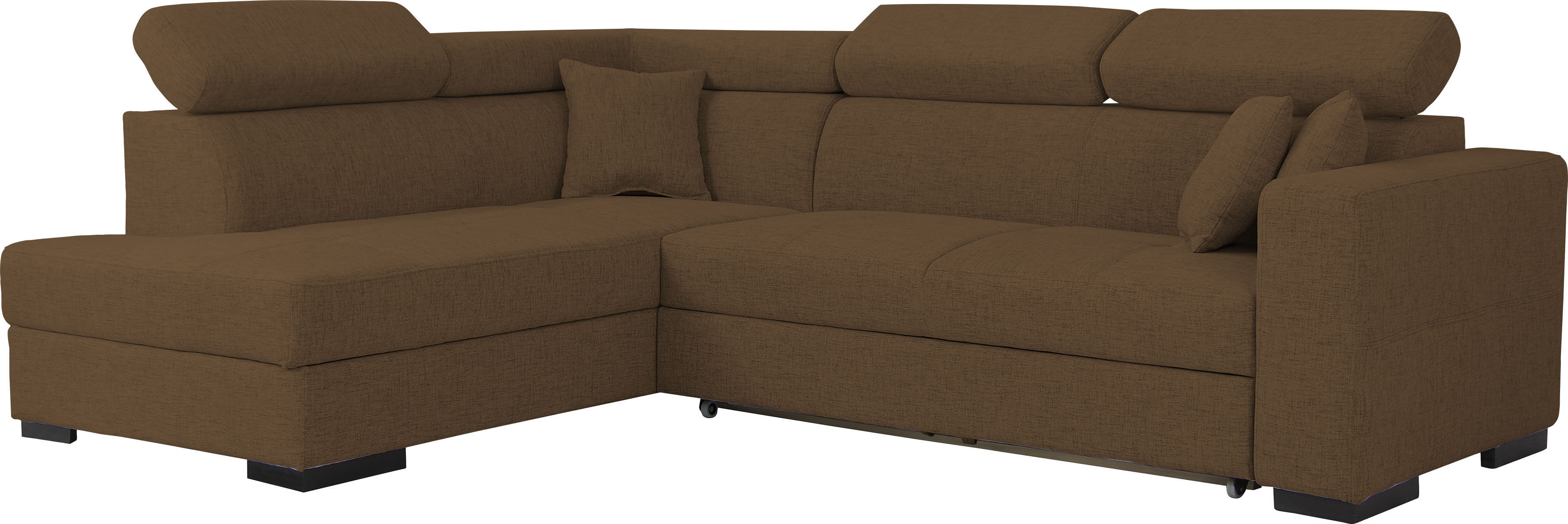 Home affaire Ecksofa "Tulio bequem, bewährte Wellenunterfederung, Breite 267cm, L-Form" wahlweise mit Bettfunktion und Bettkasten, incl. 3 Zierkissen