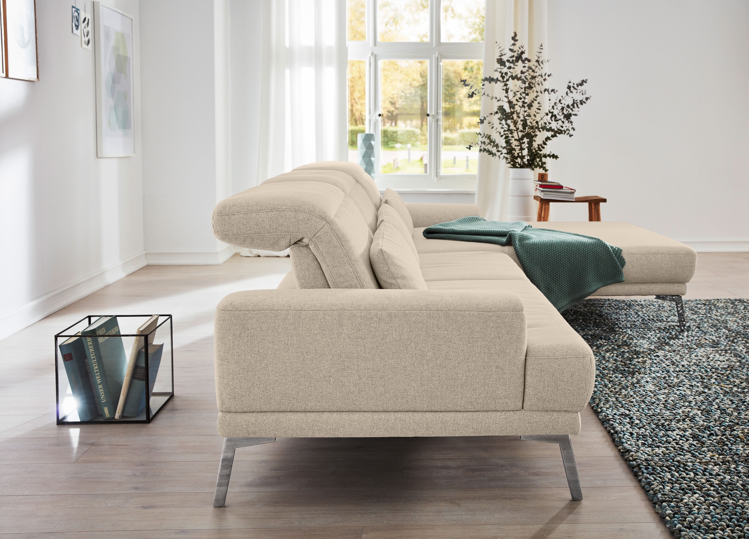 Musterring Ecksofa »MR 4580«, mit Kopf- und Sitztiefenverstellung, Metallfuß chrom, 288 x 193/220cm