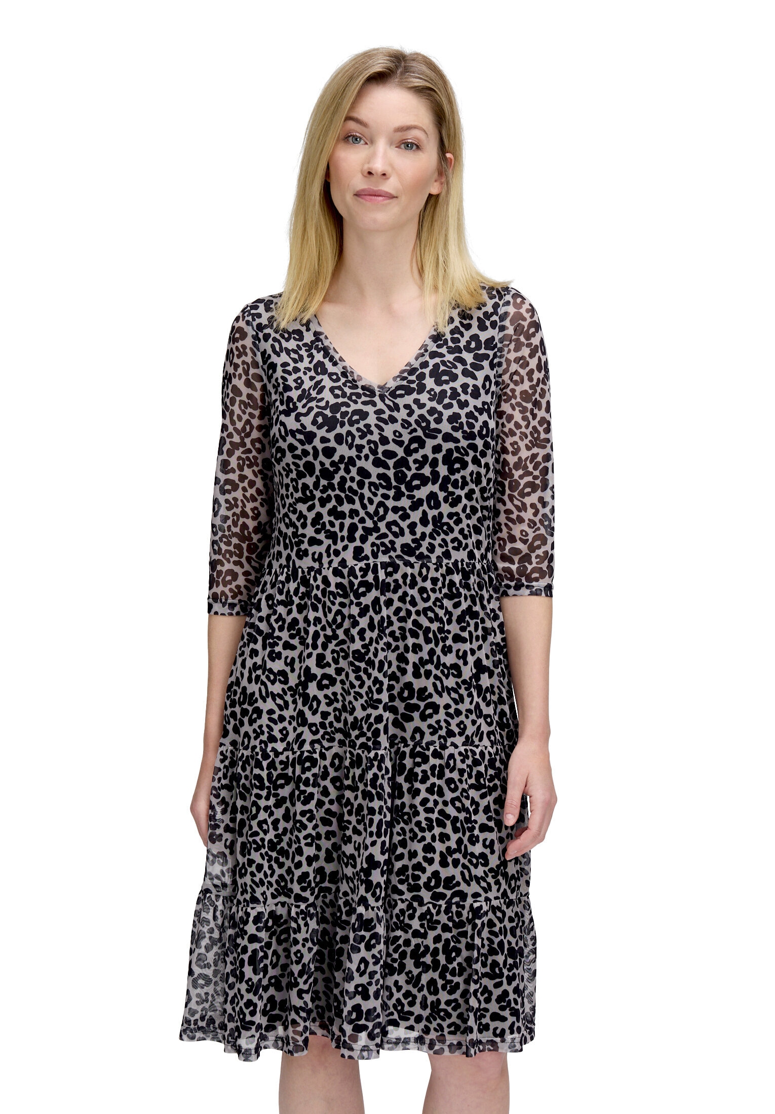 Vera Mont Damen Tiered Dress Black/Gray 36 4