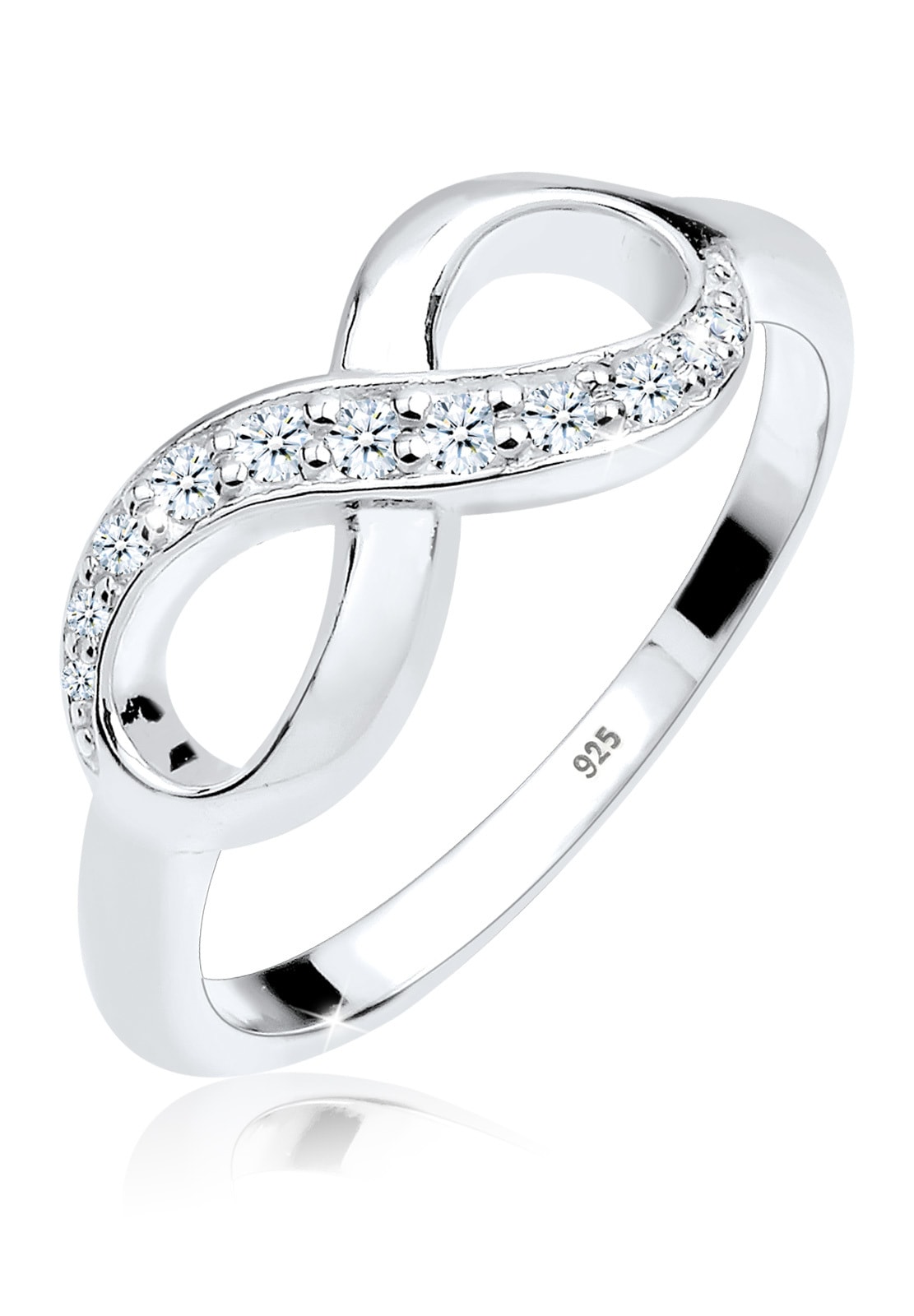 ELLI DIAMONDS Damen Verlobungsring "Infinity Diamant 0.125 ct. Geschenkidee 925 Silber", 52mm, P1 = bei 10-facher Vergrößerung erkennbare