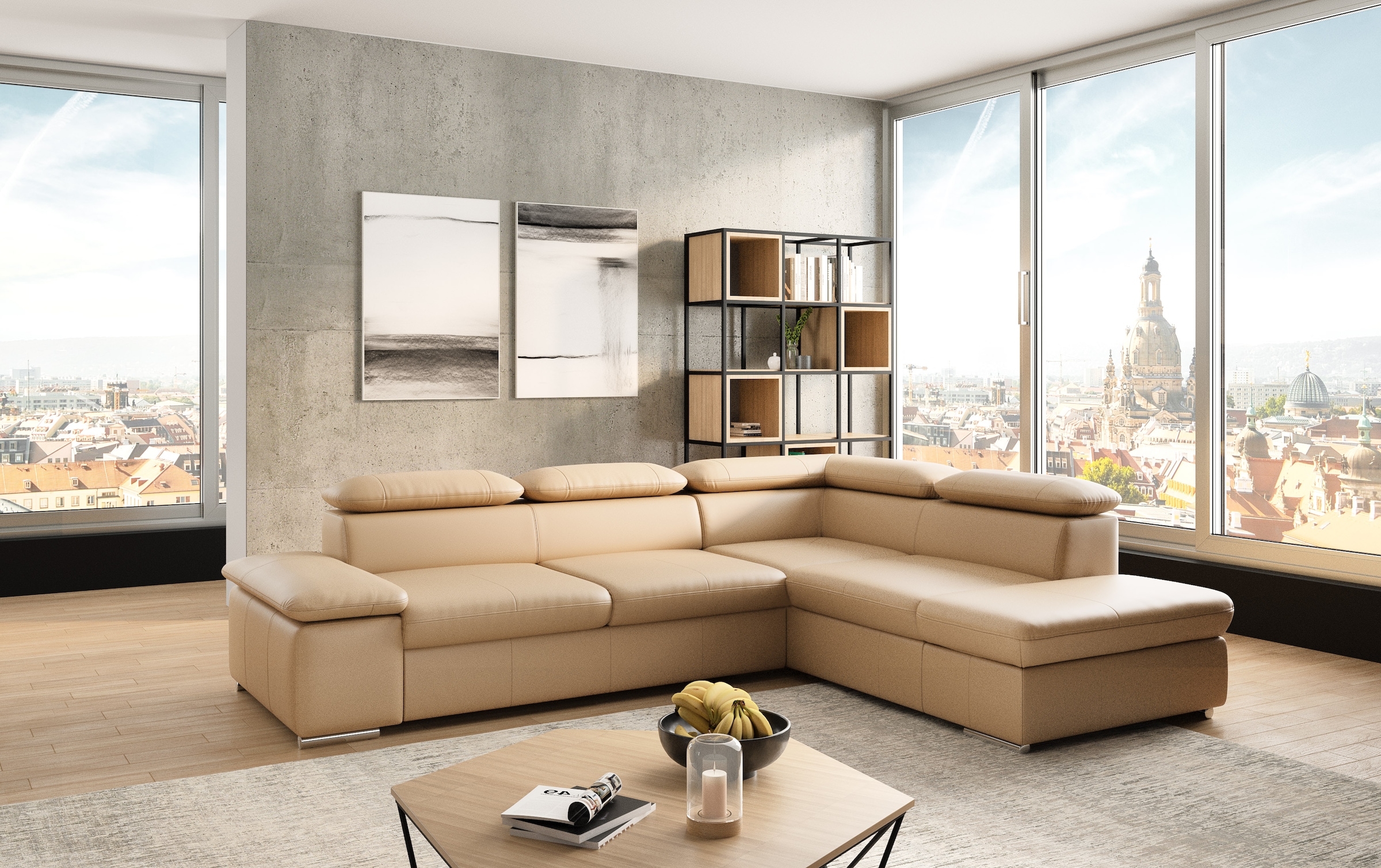 sit&more Ecksofa "Valantine L-Form, B: 272 cm, Leder, mit Arm- und Kopfteilverstellung" mit Arm- & Kopfteilverstellung, optional mit Schlaffunktion