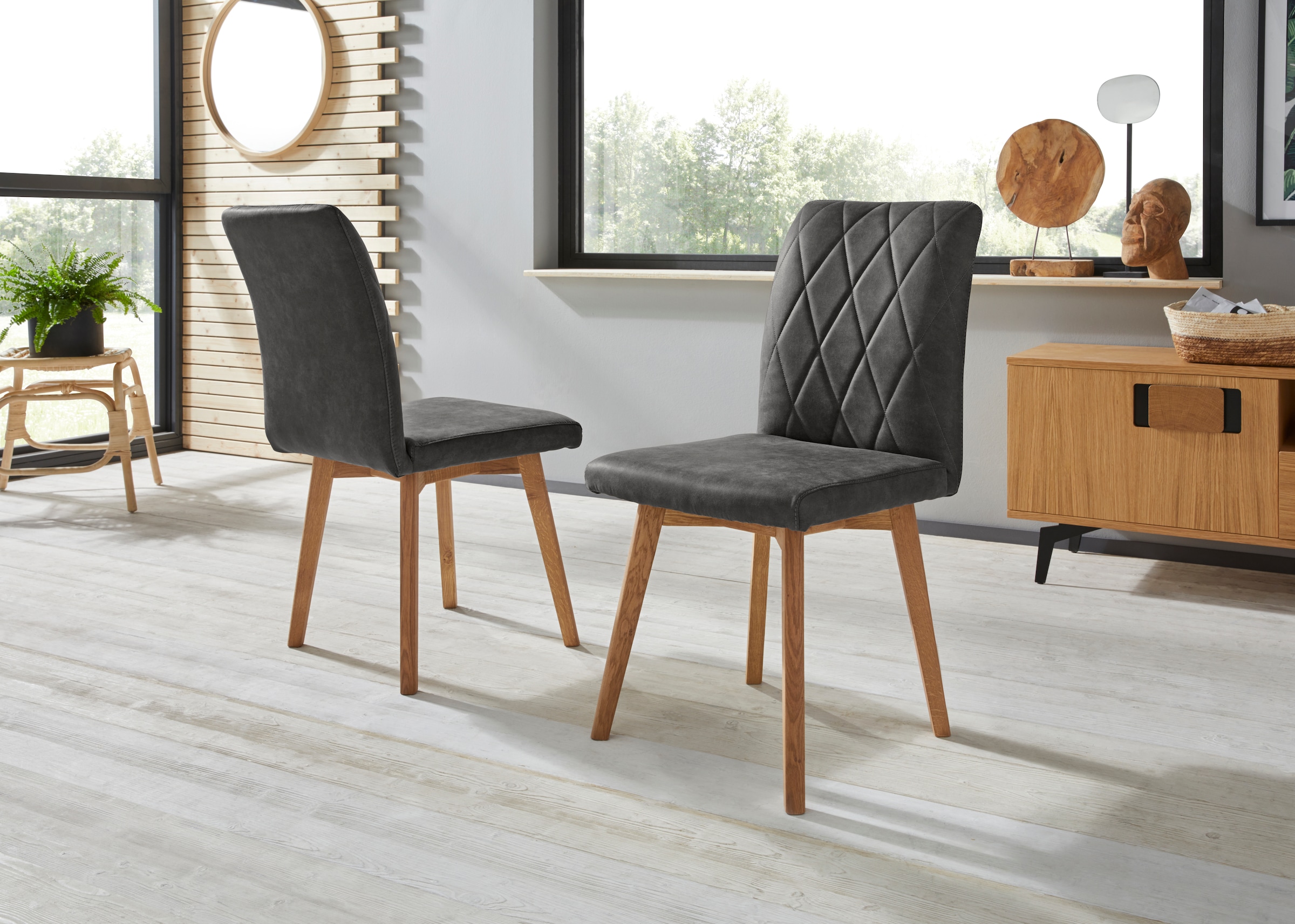 Home affaire Esszimmerstuhl "Brest" (Set) 2 Stk. Microfaser Gestell aus Eic günstig online kaufen